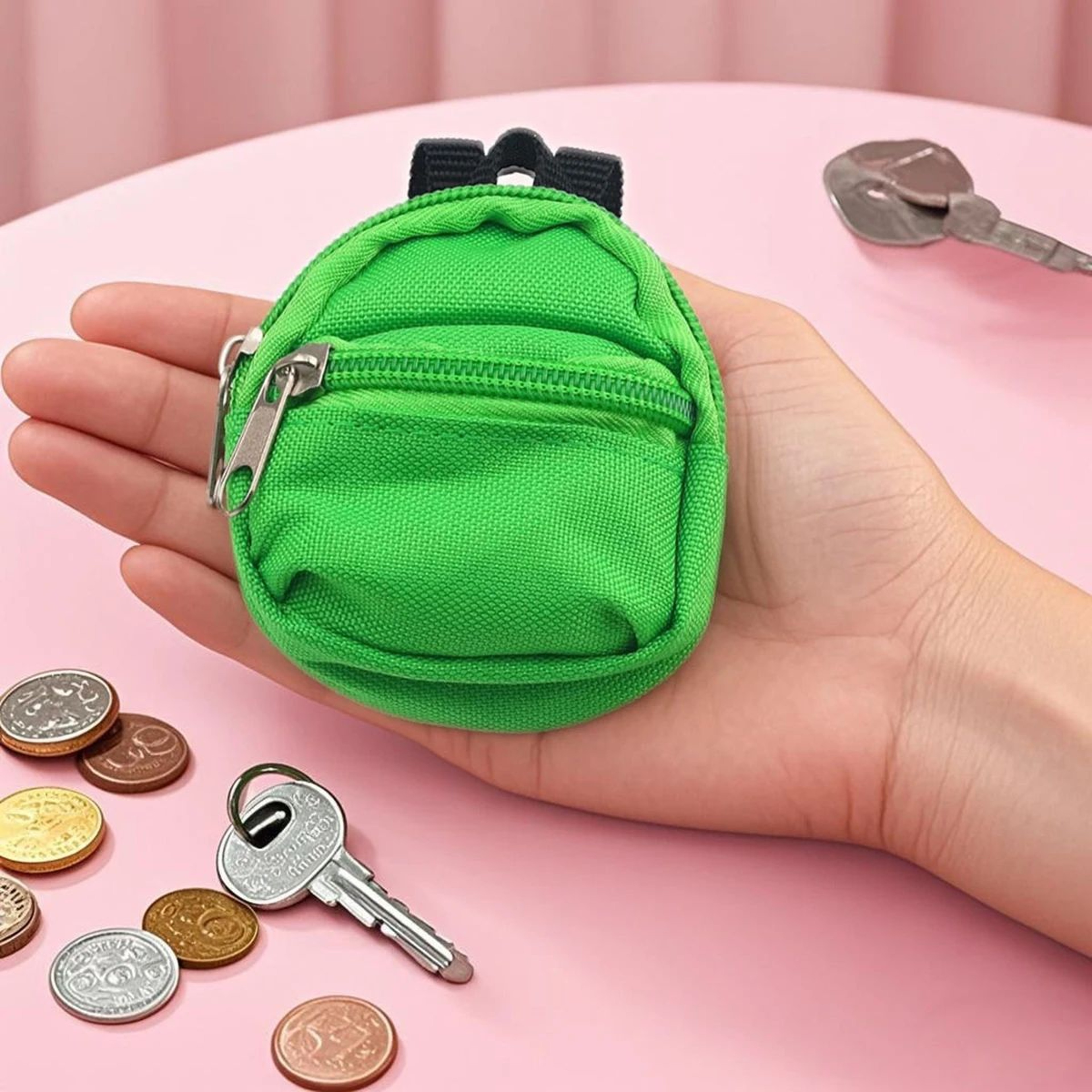 Mini Backpack Coin Purse Keychain  DoubleZipper Small Wallet Pendant Bag For Keys Coins  Cute Bag D 5