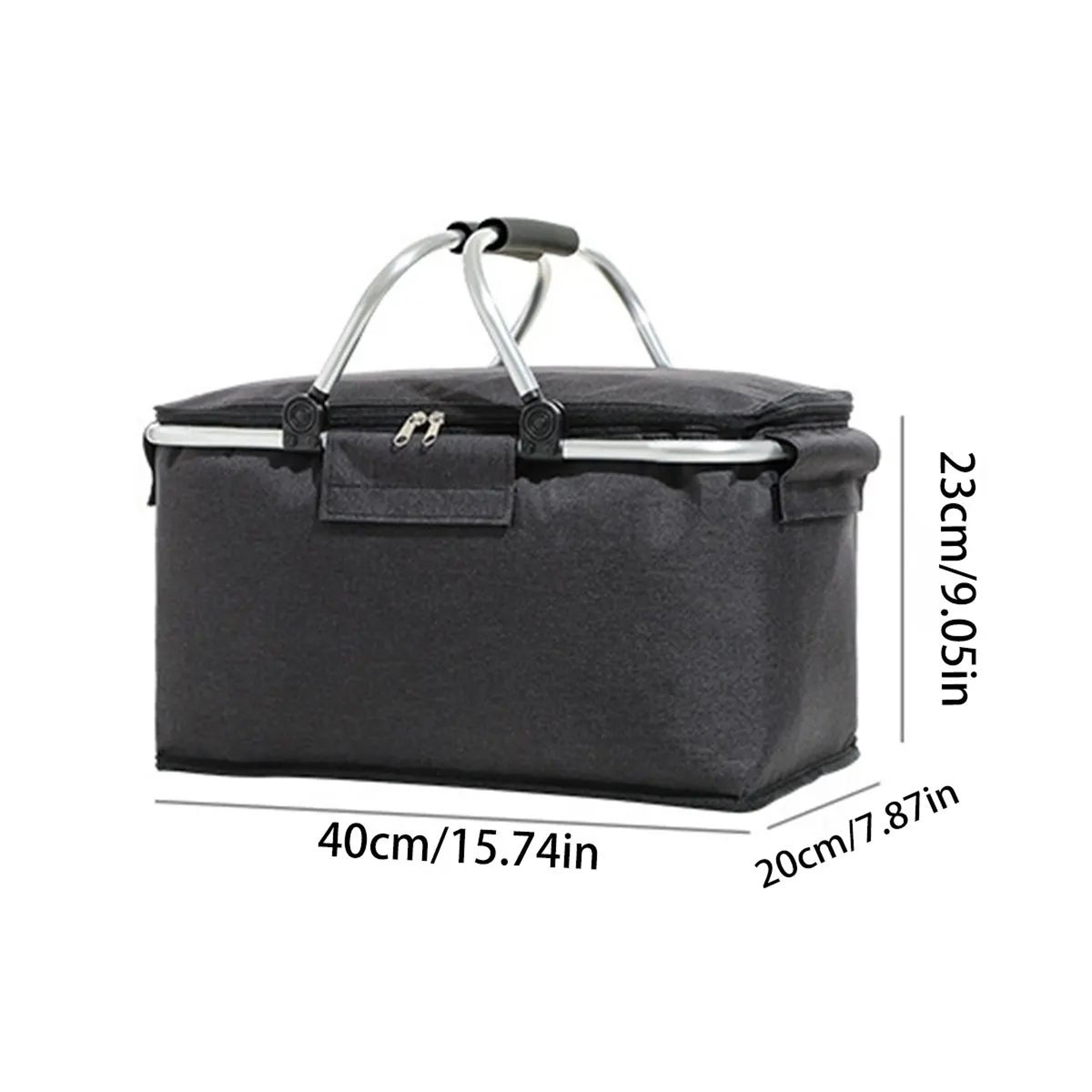 Foldable Insulated Picnic Basket  Large Capacity Aluminum Foil Thermal Cooler Tote With Sturdy Fram 5