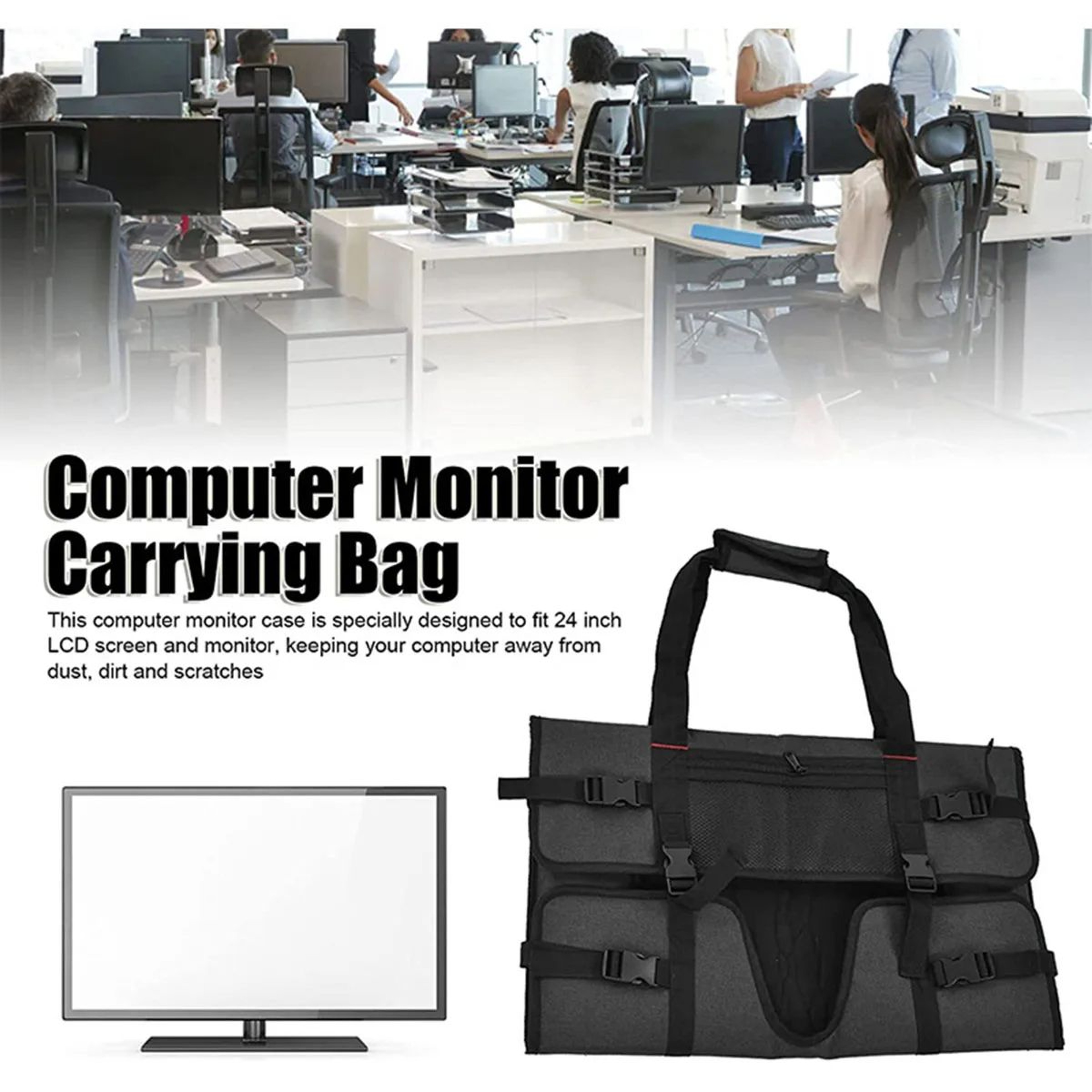 Monitor Moving Storage Bag  Protective Computer Display Screen Carry Tote With Handle For Household 2