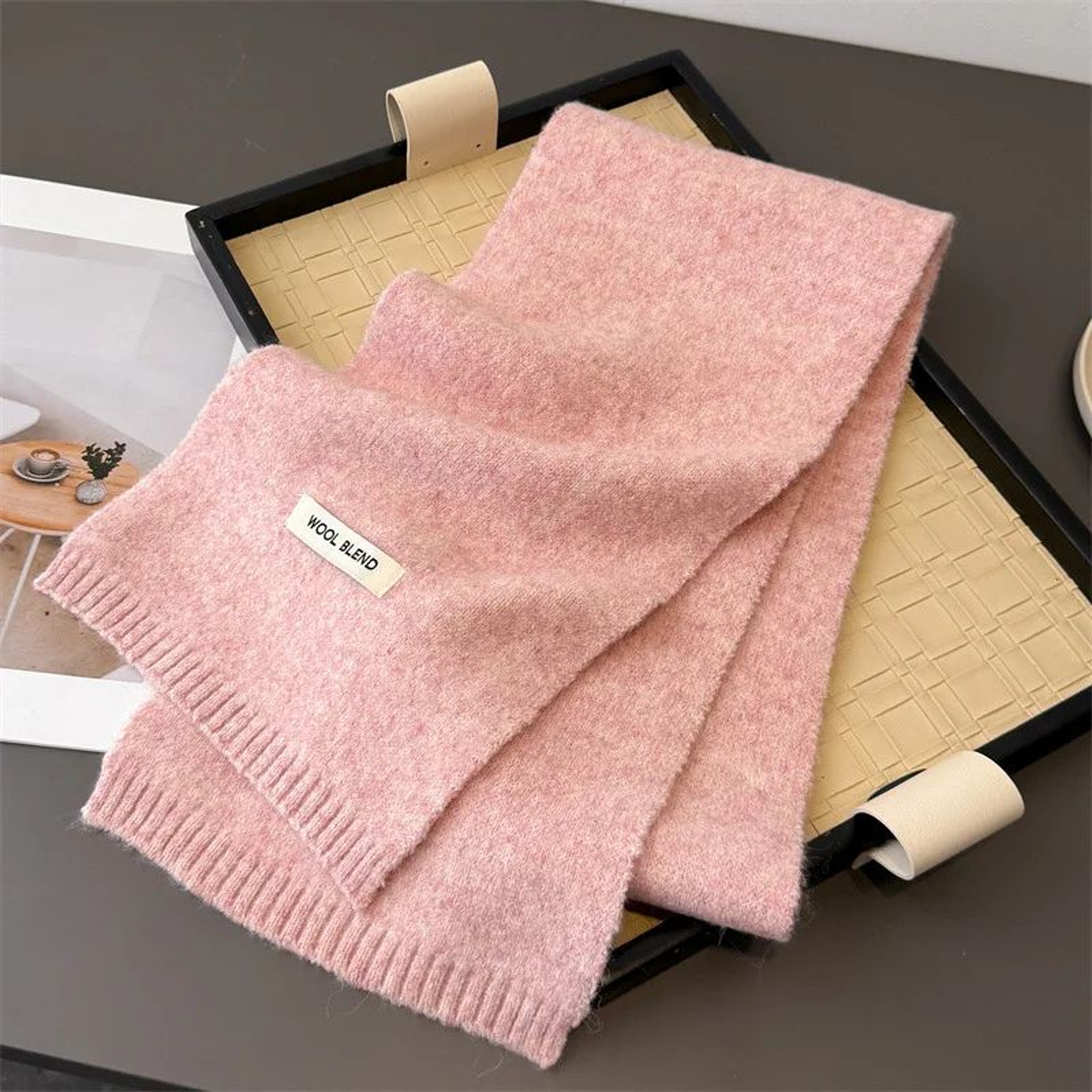 women winter scarf styled loose drape look