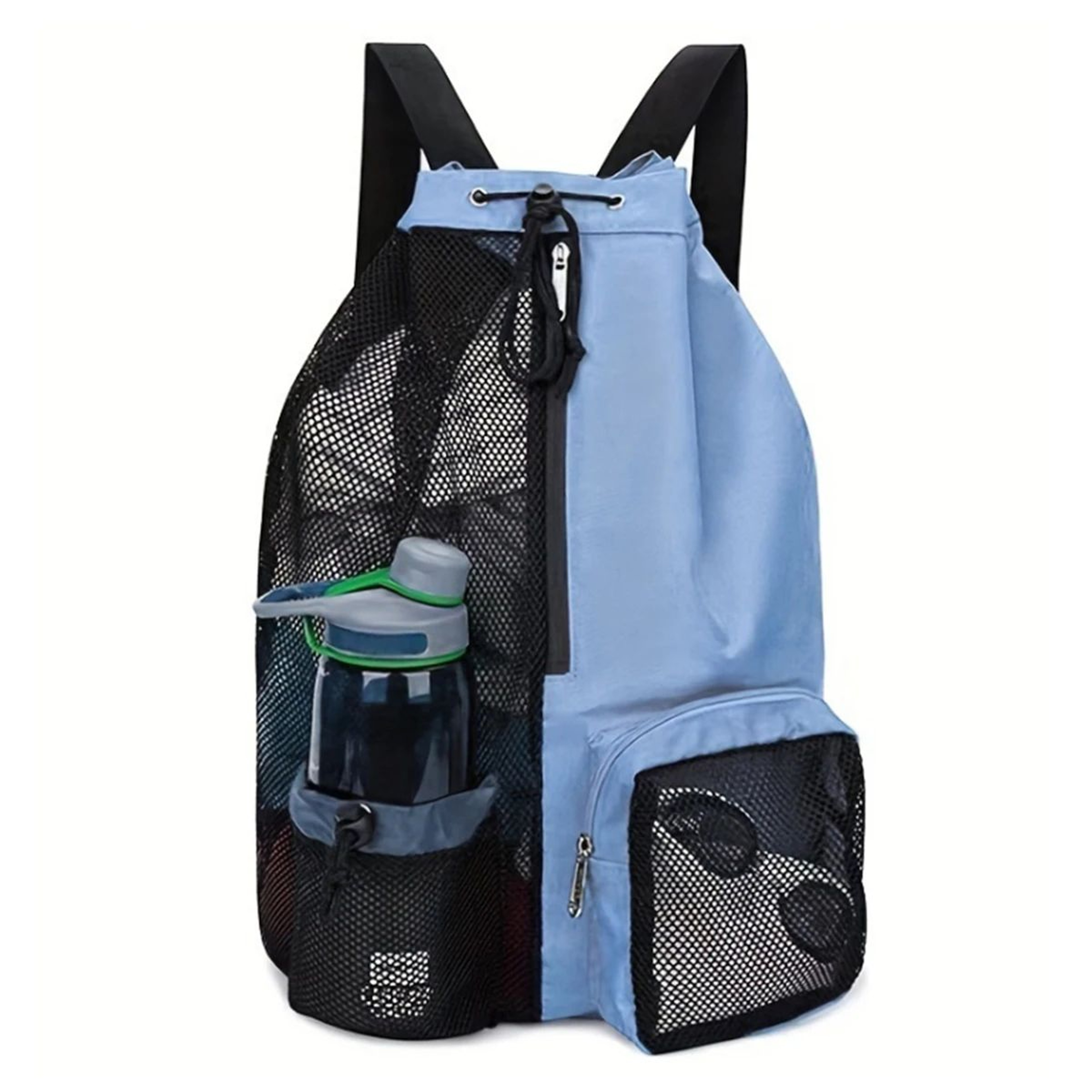 Mesh Drawstring Beach Backpack Set With Wet Bag  Perforated Swimming  Gym Storage Bag For Pool Yoga 8