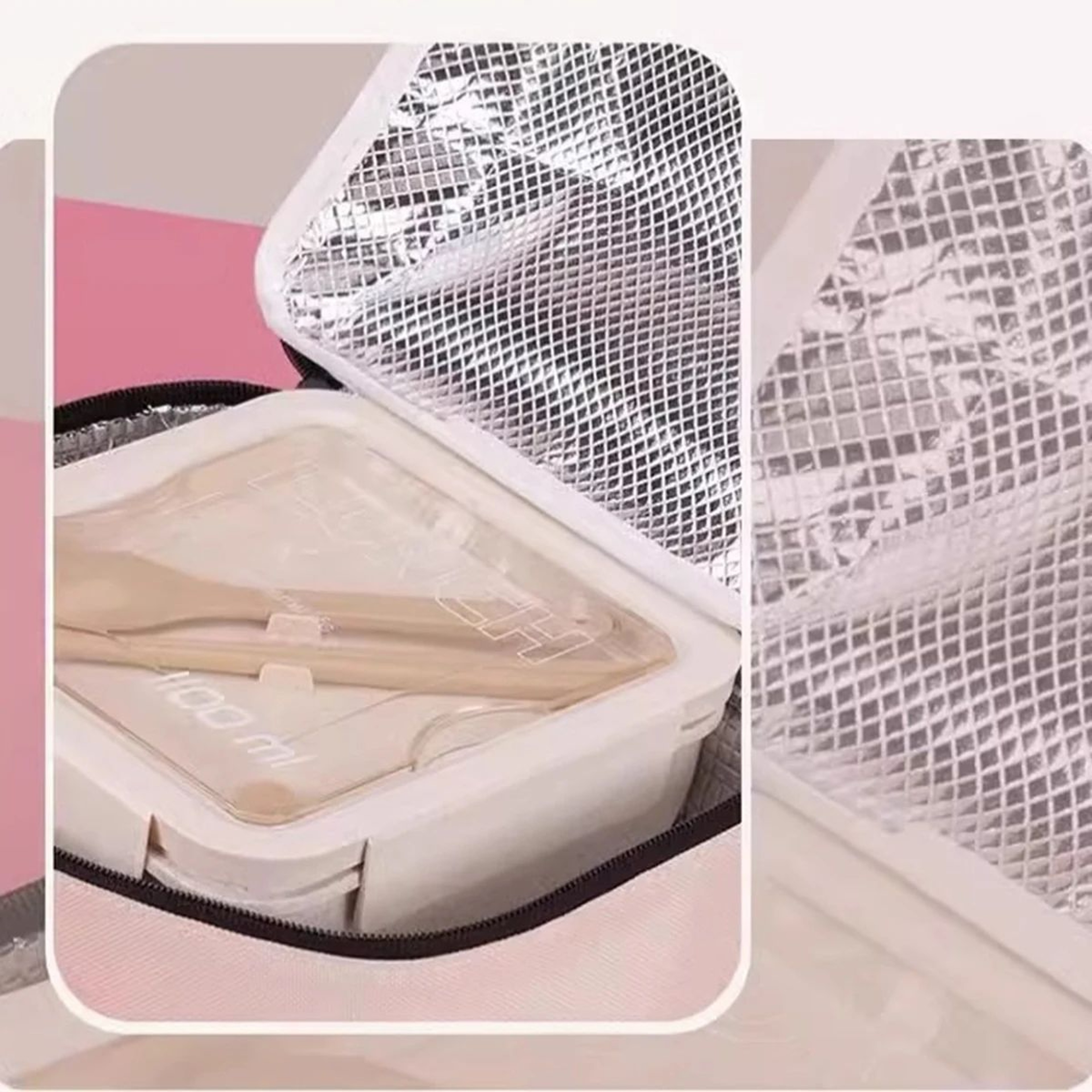 Pink DoubleLayer Insulated Lunch Bag  Large Capacity Aluminum Foil Thermal Cooler Tote Portable Ice 5