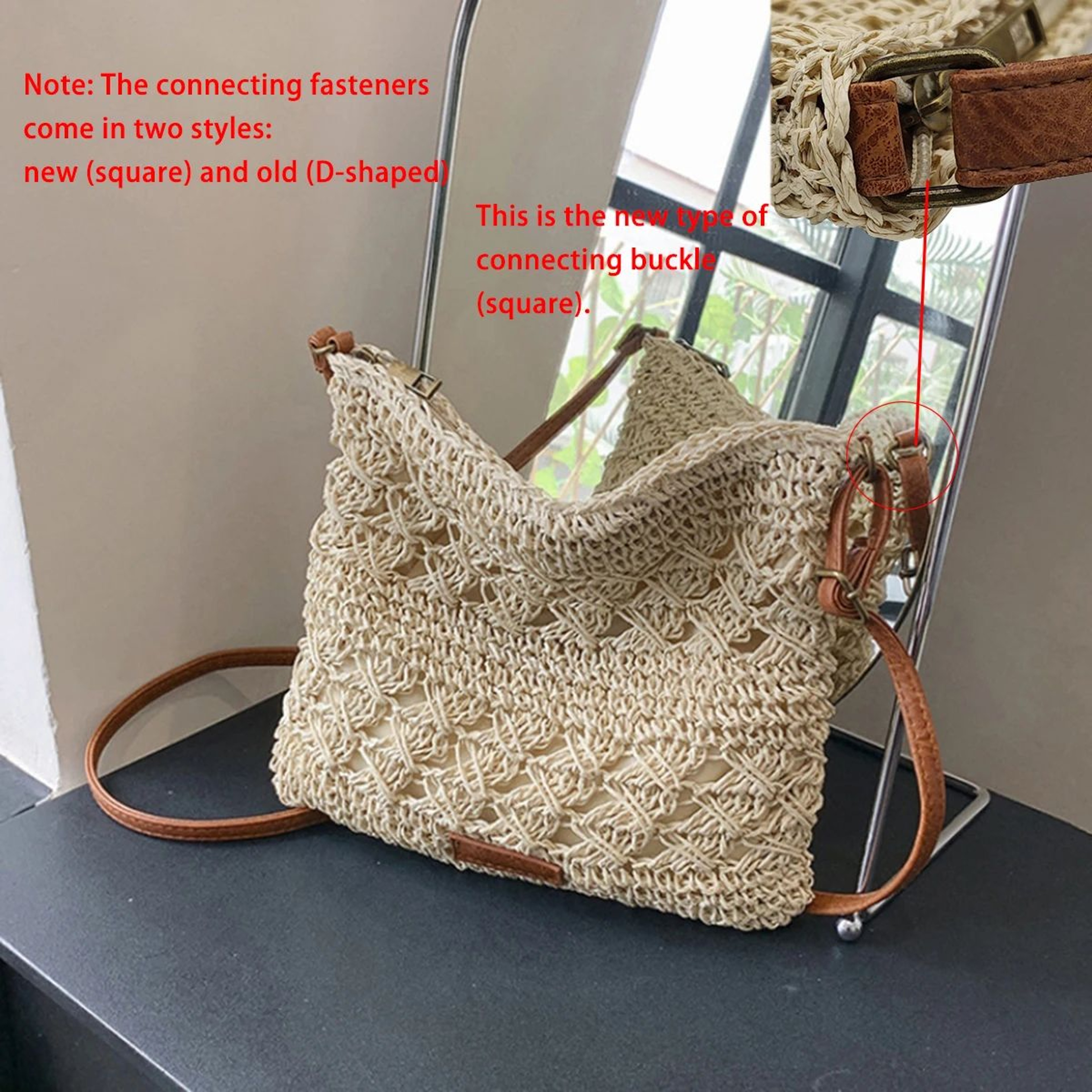 Handwoven Straw Crossbody Beach Bag  HollowOut Summer Woven Shoulder Purse Lightweight Vacation Tot 1