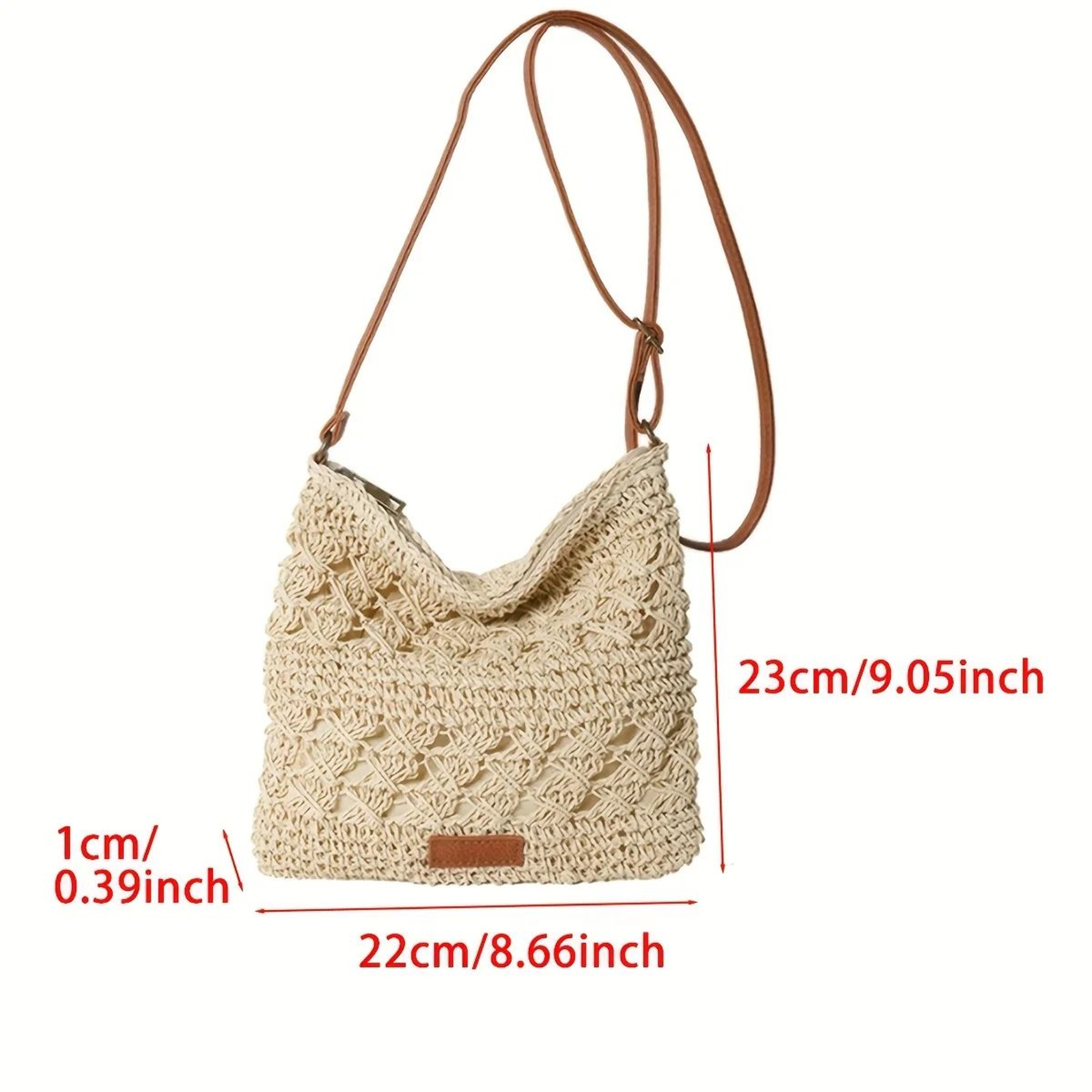Handwoven Straw Crossbody Beach Bag  HollowOut Summer Woven Shoulder Purse Lightweight Vacation Tot 2