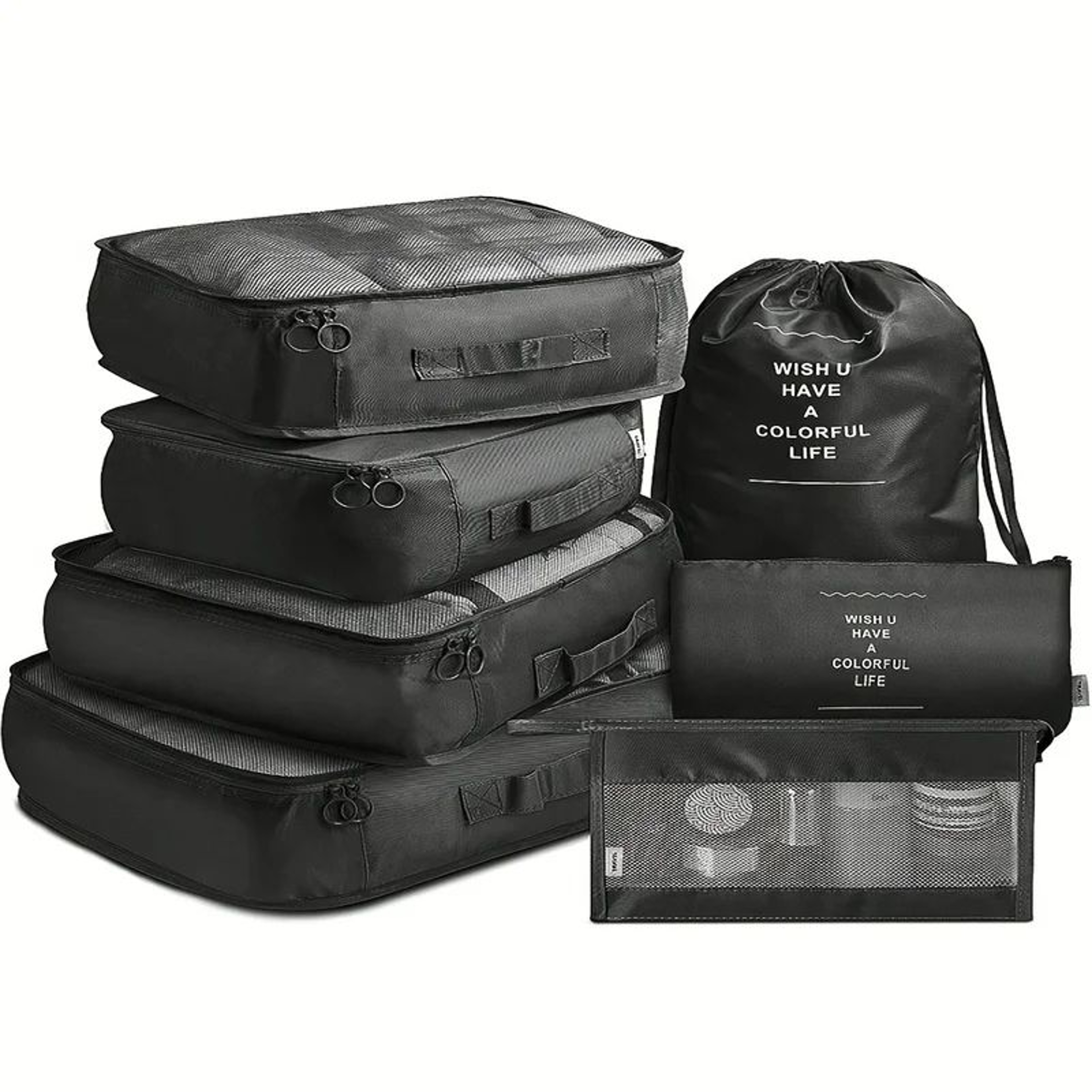 7 Pcs Travel Packing Cubes Set  Luggage Organizer Bags For Clothes Underwear  Shoes Lightweight Sui 0