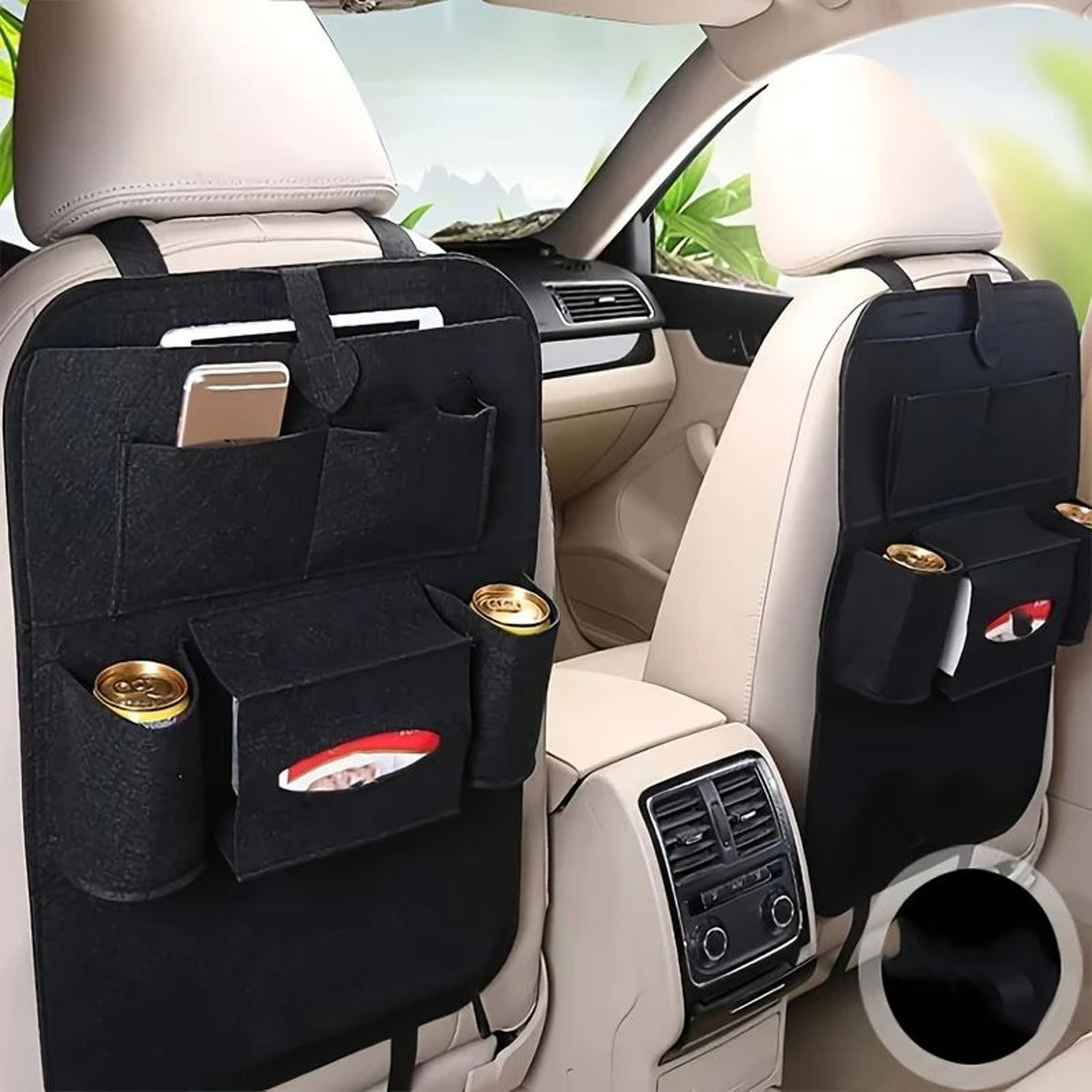 Black Felt Car Seat Back Organizer  MultiPocket Hanging Backseat Storage Pouch For Kids Travel  Ess 0