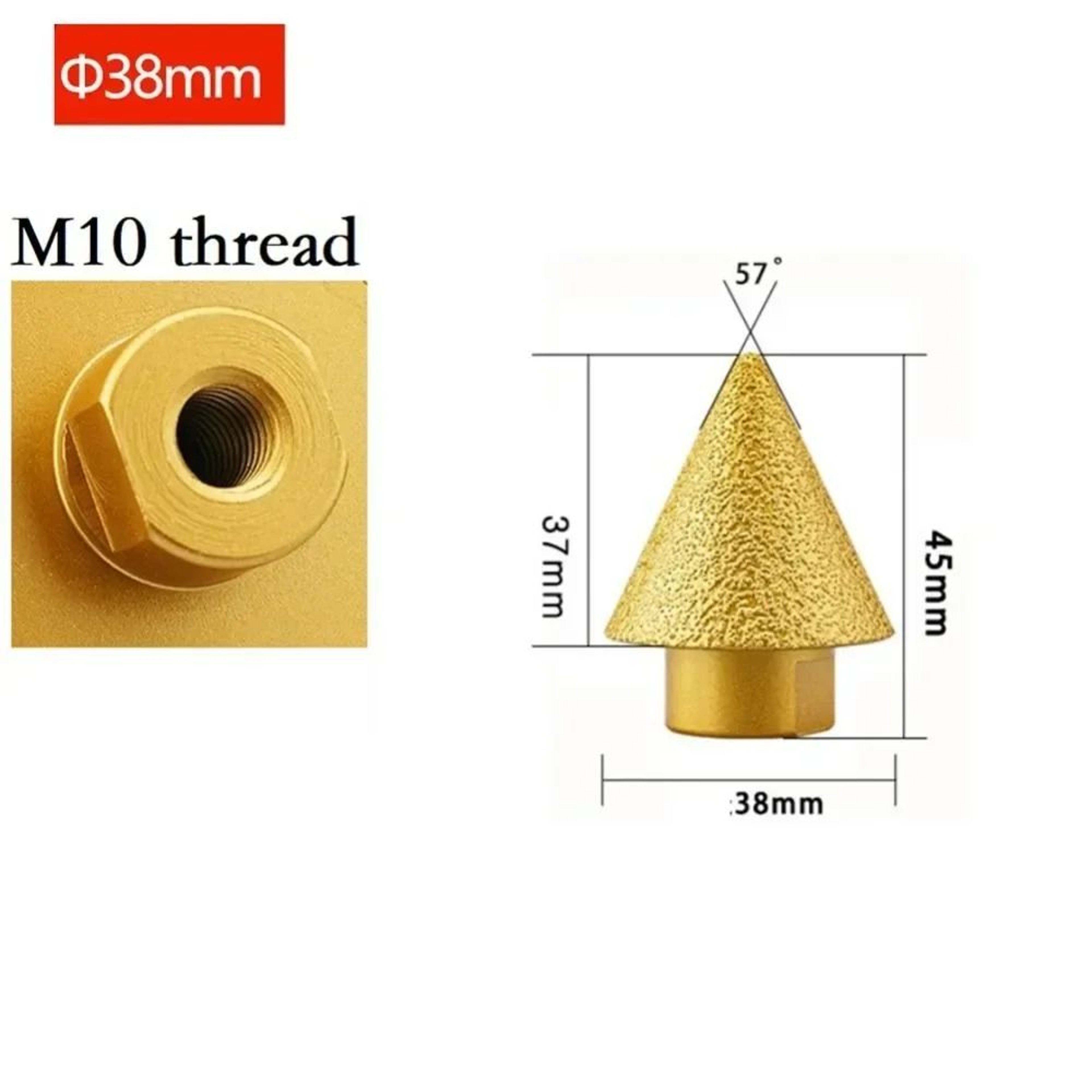 M10M14 Diamond Chamfer Bit  152 Inches Tile Beveling Cone Tool For Ceramic Porcelain Stone Hole Exp 6