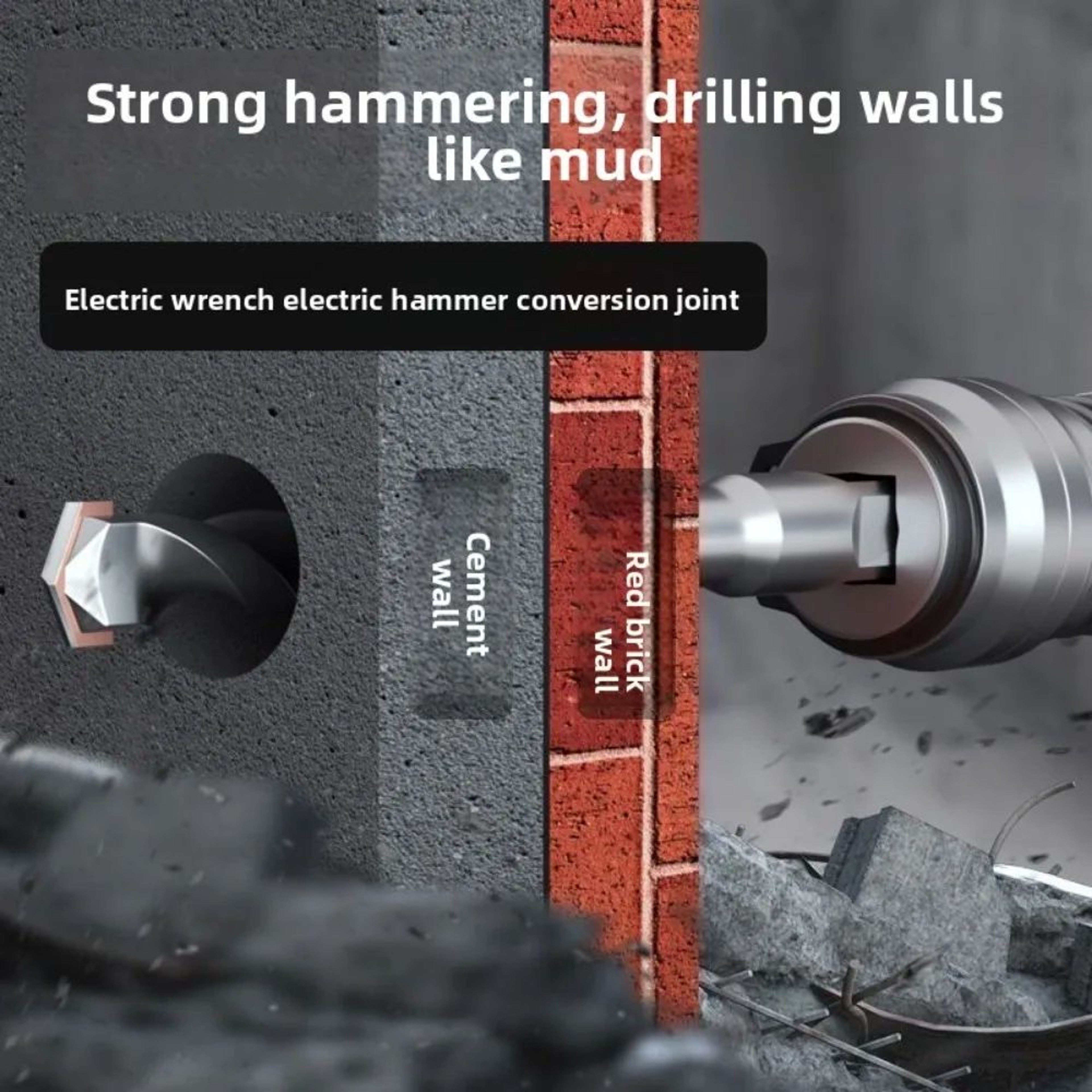 Rotary Hammer Conversion Adapter  HighPower Concrete Drill Converter Lightweight Square Shank Tool  5