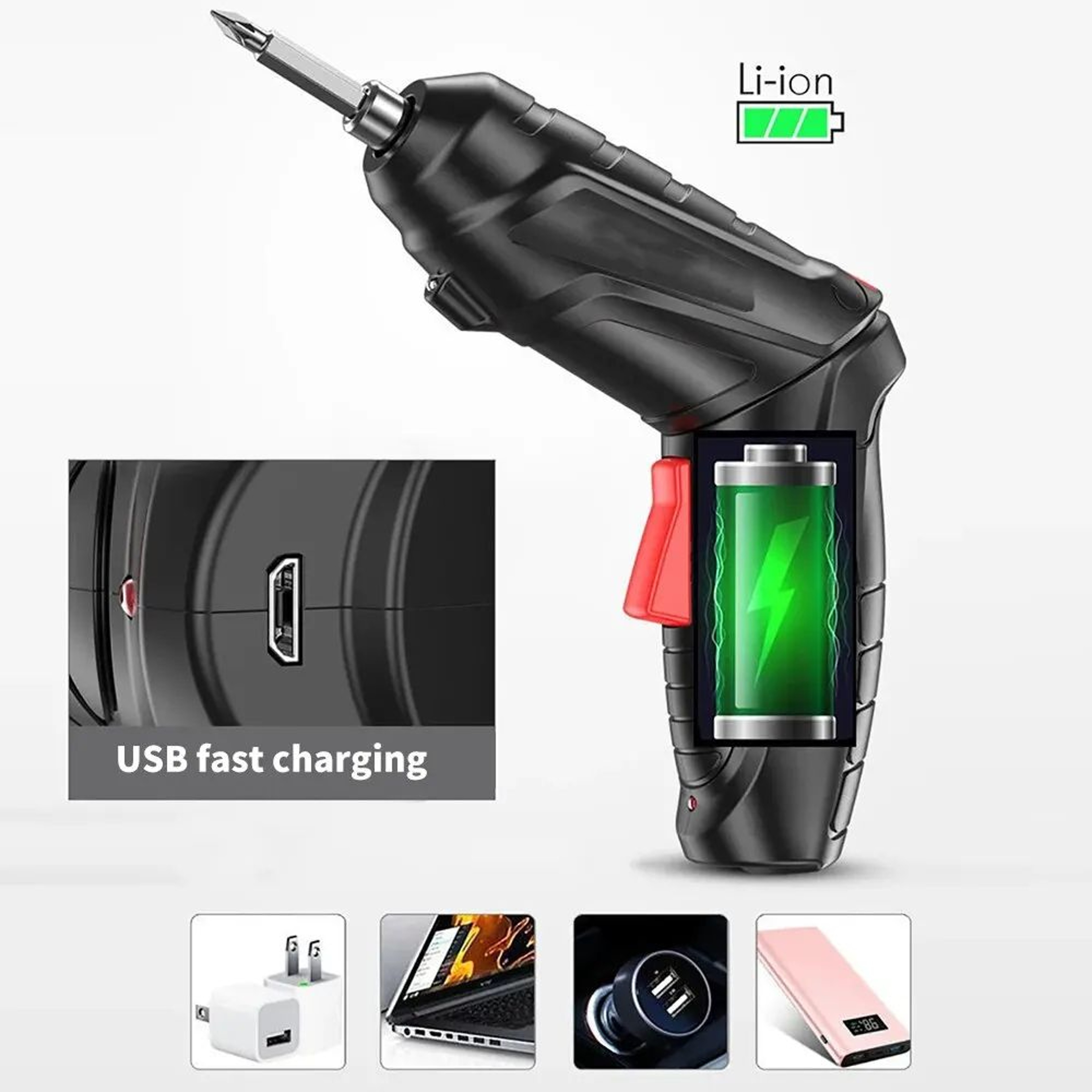Mini Cordless Electric Screwdriver Drill  Rechargeable Power Tool For Home DIY Furniture Assembly   3