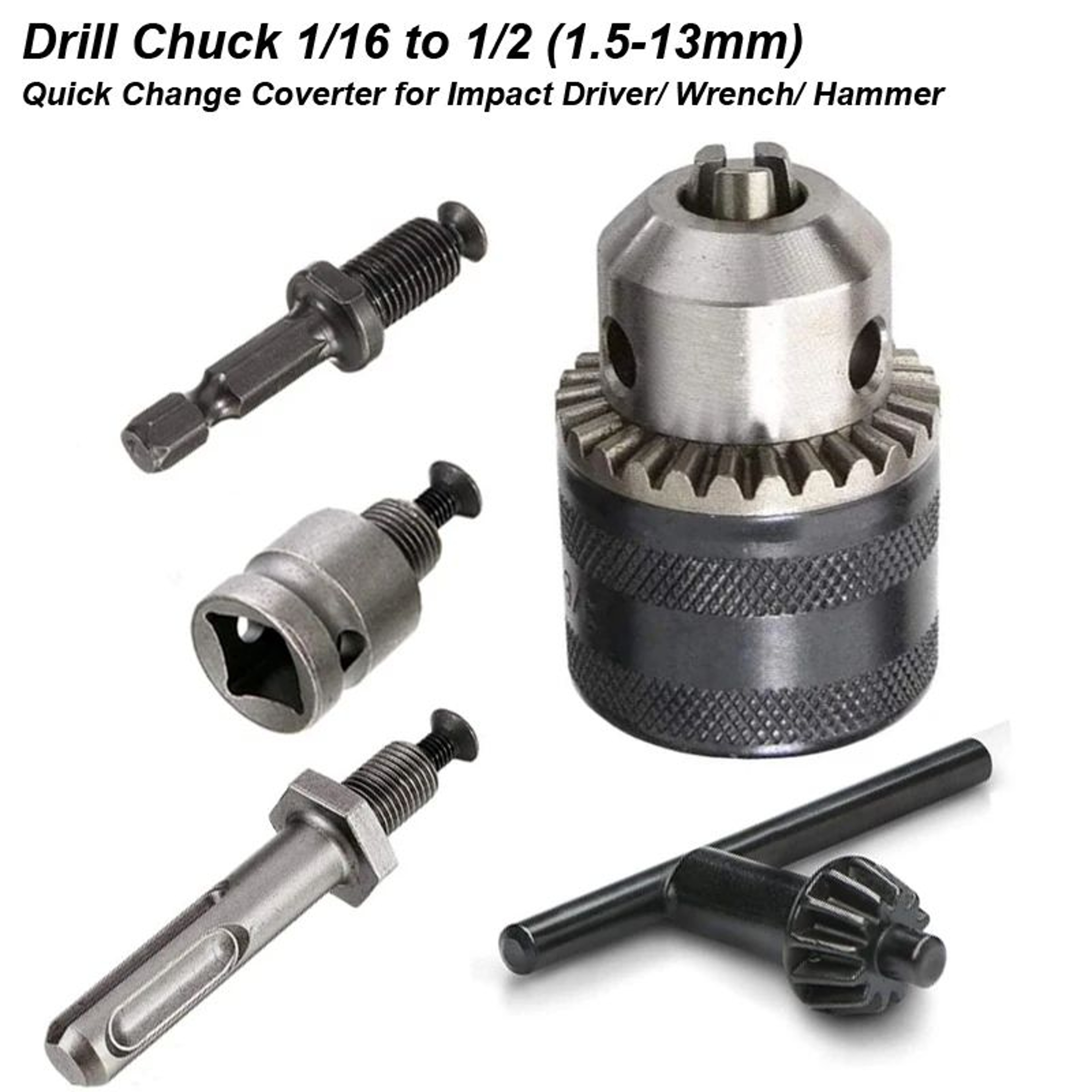 SDS To 12 In 20UNF Chuck Adapter Quick Change 14in Hex Impact Driver Converter  1513mm Drill Chuck  4