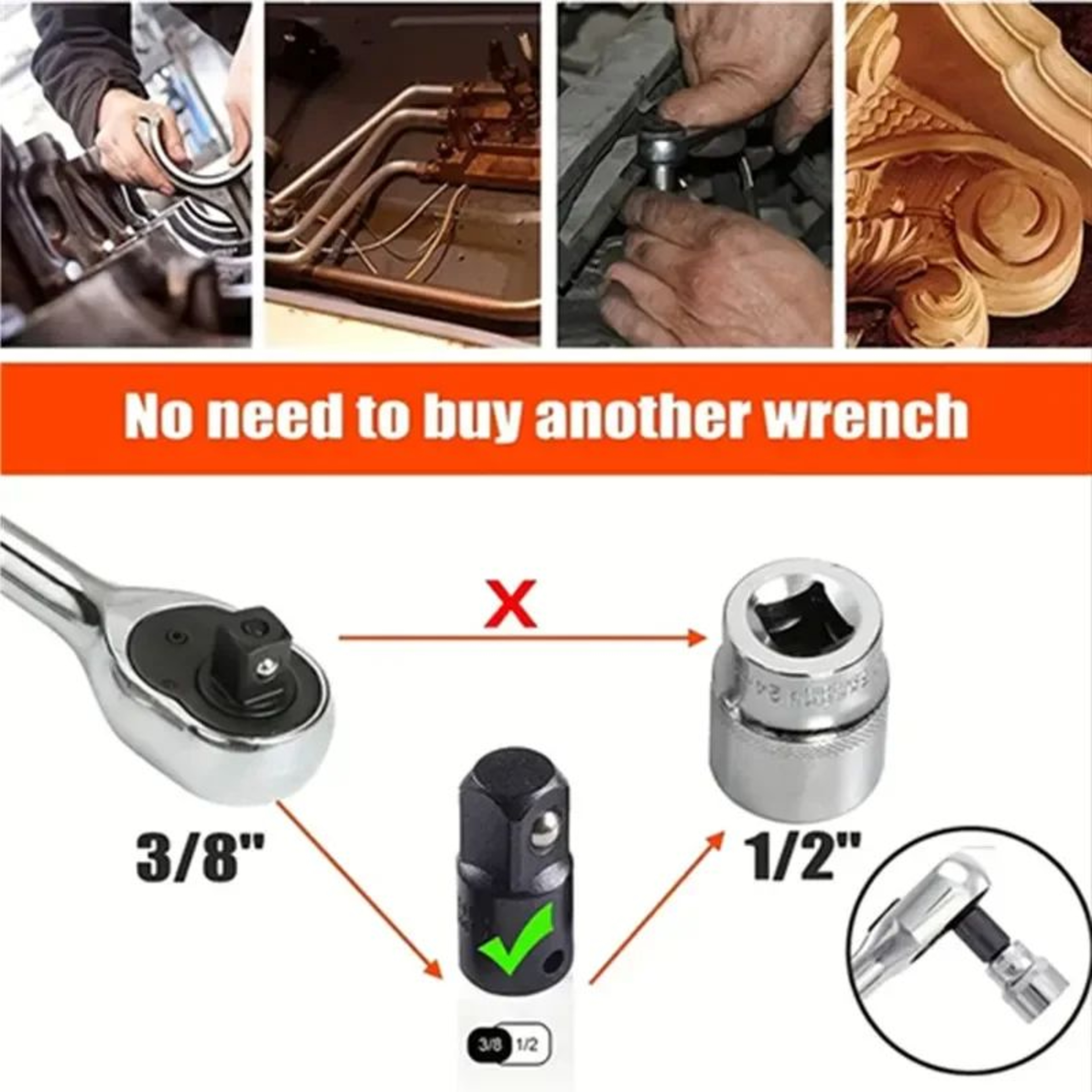 Impact Socket Adapter  Reducer Extension Set  DrilltoSocket Converter For HighSpeed Nut Driving Qui 5