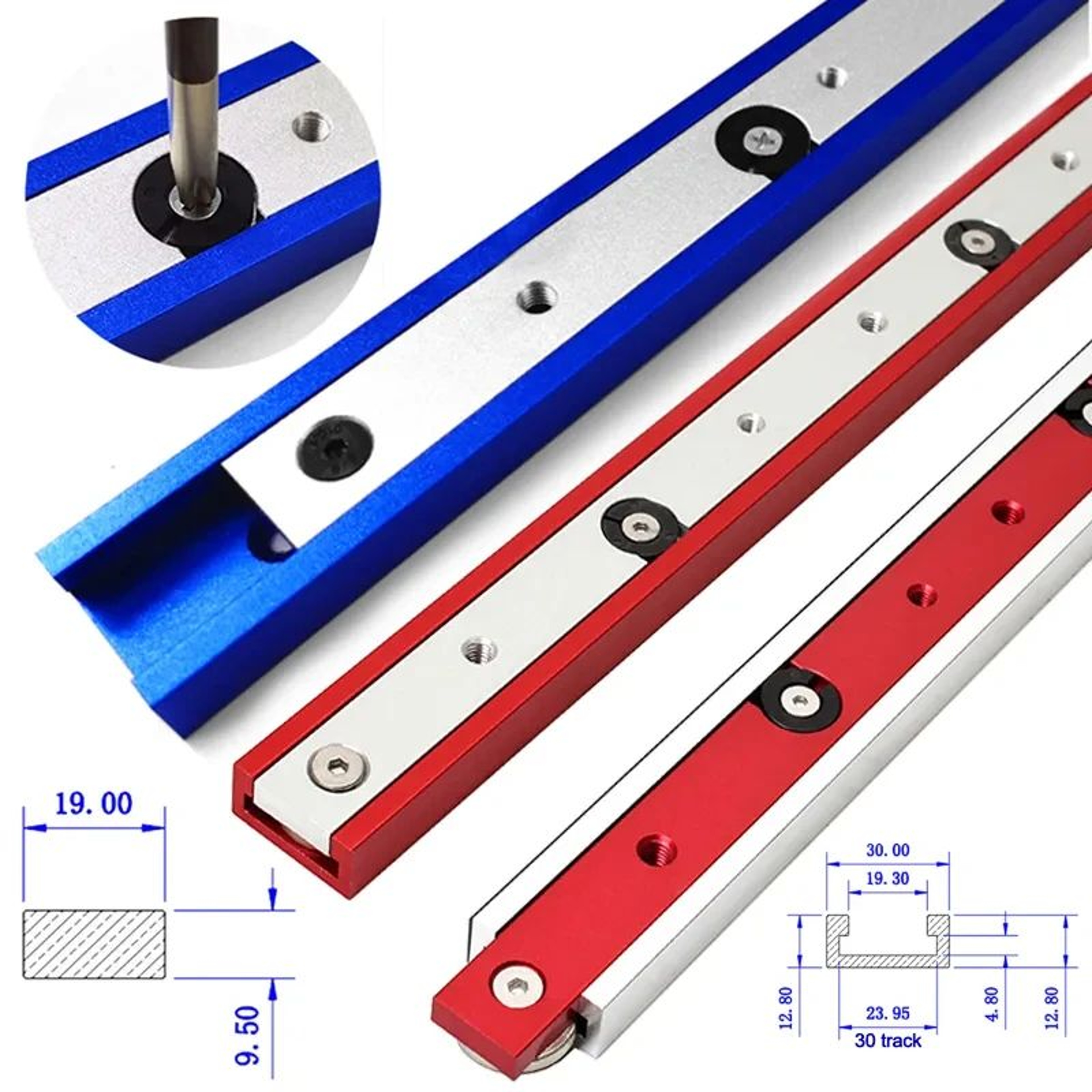 30 Type Aluminum TTrack  Miter Bar Slider Set  Table Saw Miter Slot Guide Rod For Precision Woodwor 0