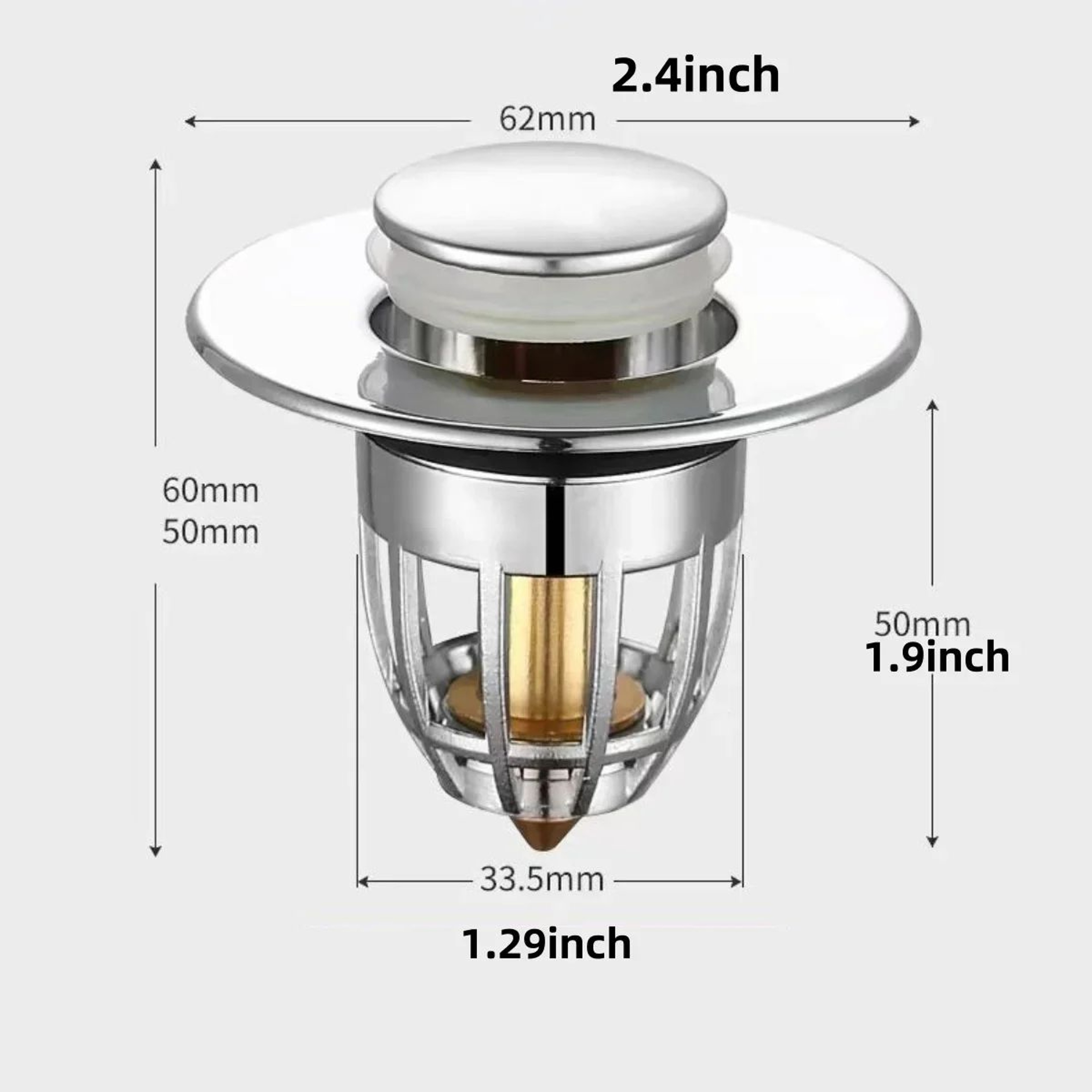 Universal PopUp Sink Drain Stopper With Hair Catcher  Chrome Rebound Basin Plug Filter For Bathroom 6
