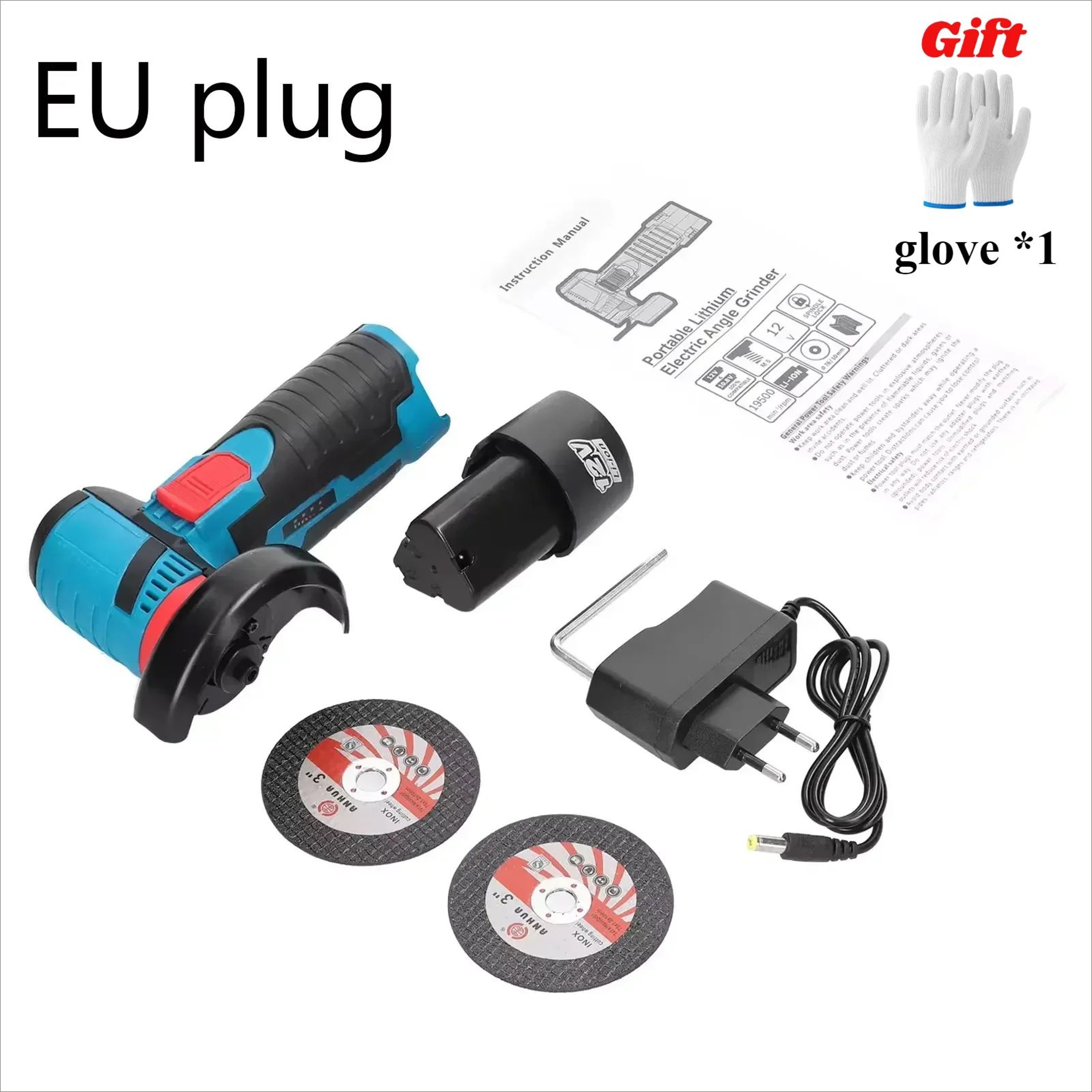 12V Cordless Mini Angle Grinder  Portable Brushed Cutting  Polishing Tool For Metal Wood  DIY Grind 6