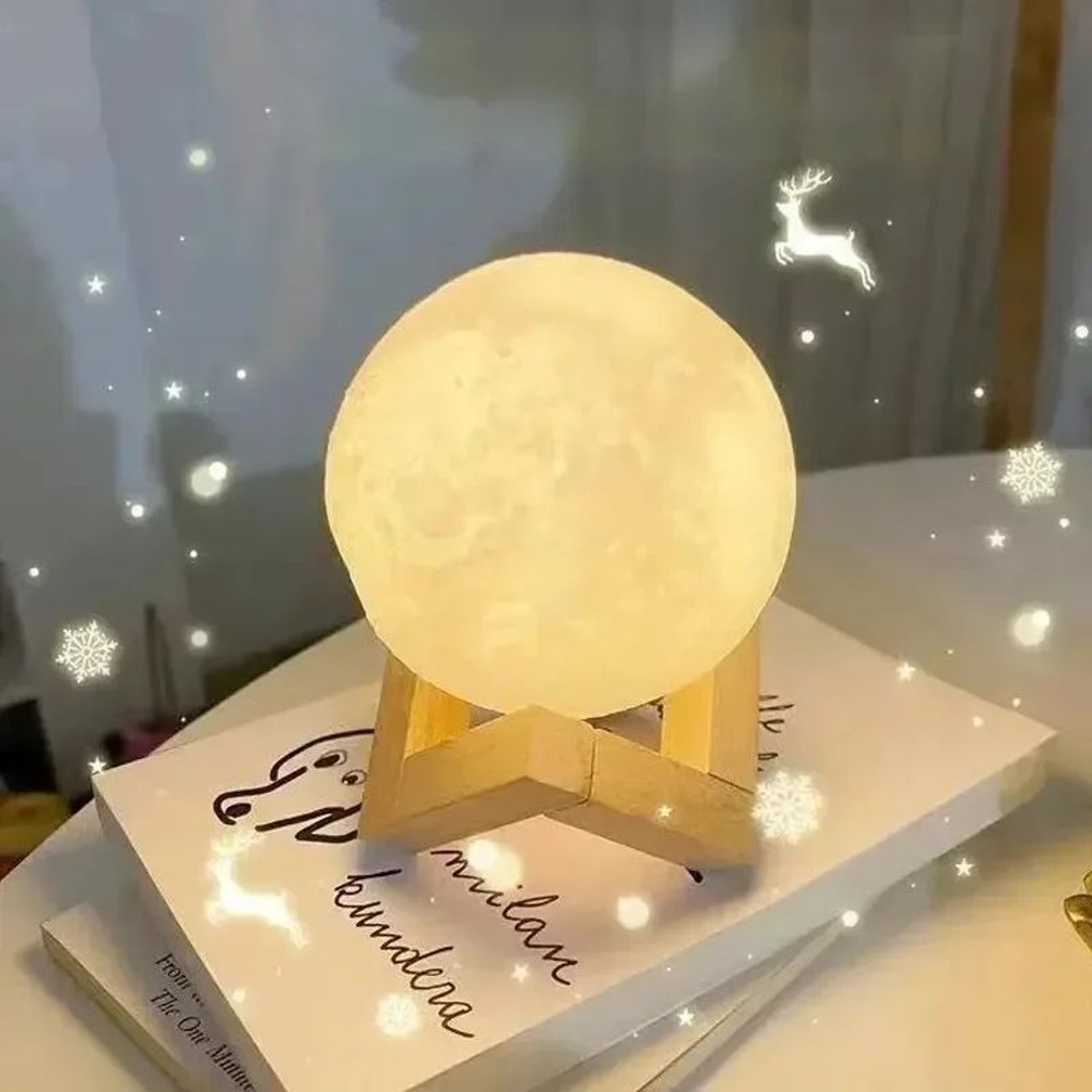 8cm LED Moon Lamp Night Light  Galaxy Graffiti Art Moonlight Decor For Bedroom Living Room  Birthda 2
