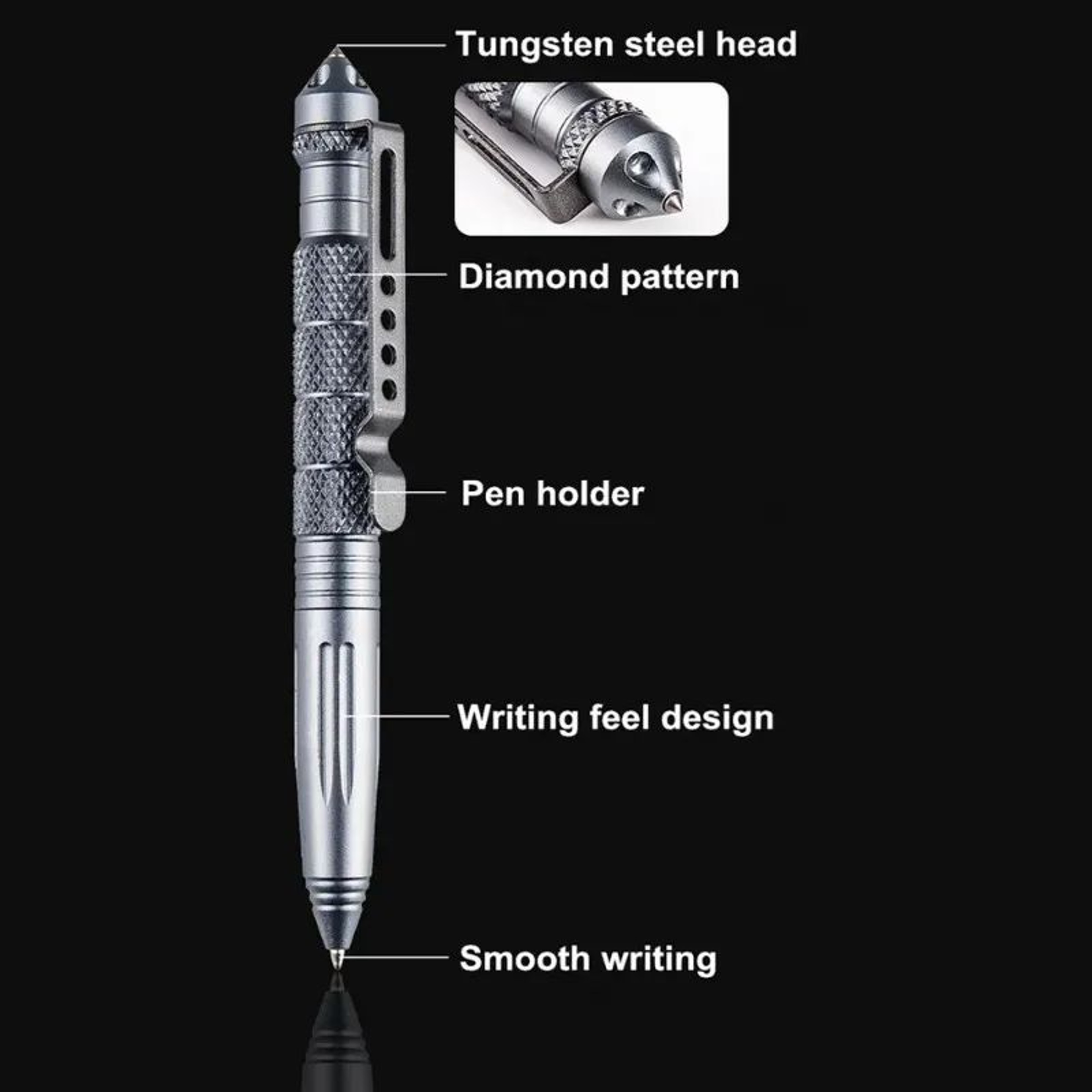 Aluminum Tactical Survival Pen  Multifunction EDC Self Defense Tool With Glass Breaker Outdoor Emer 3