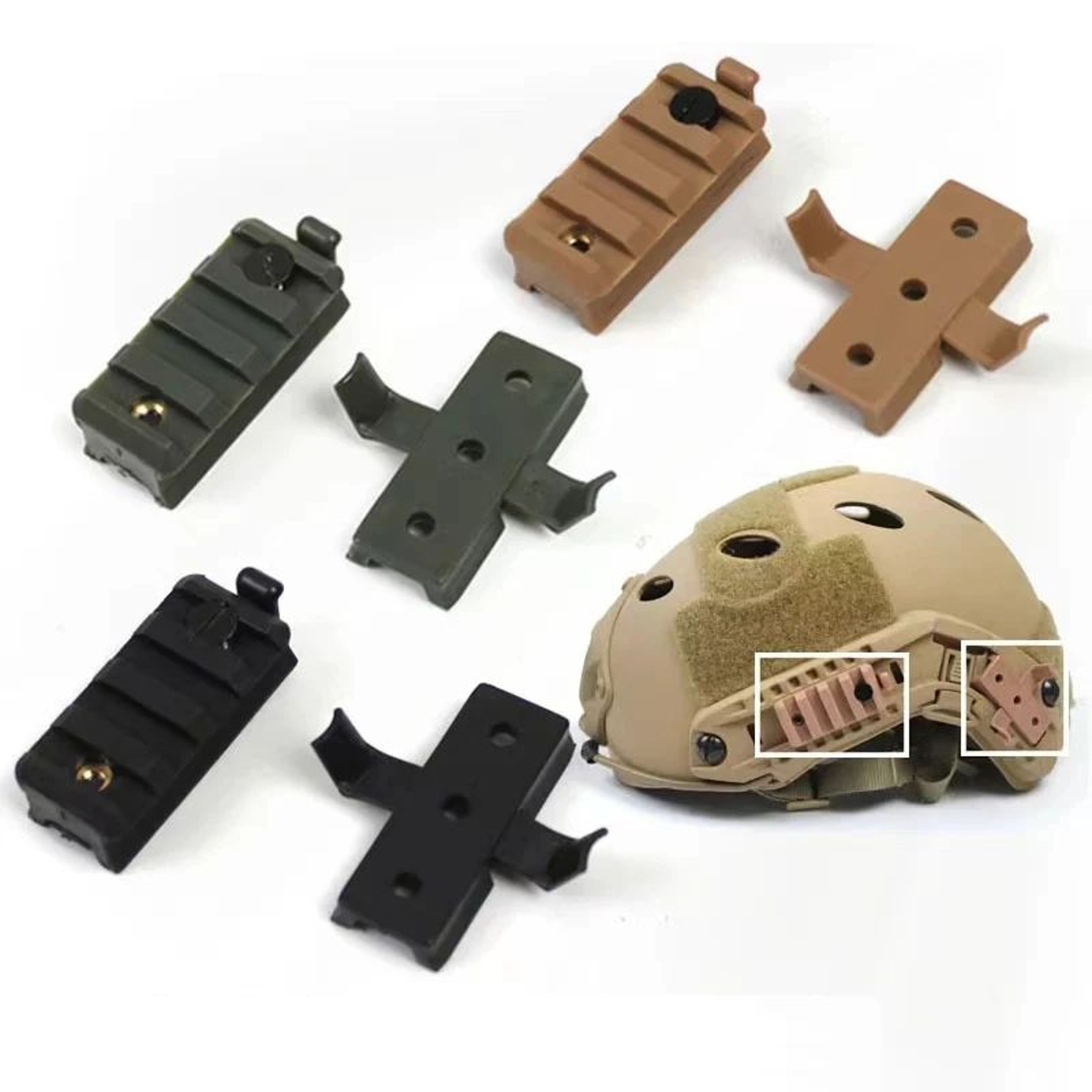 BOOIU 2 Pcs Tactical Helmet Rail Slider Mount Set  Fast Style Rail Adapter For Flashlight  Airsoft  0