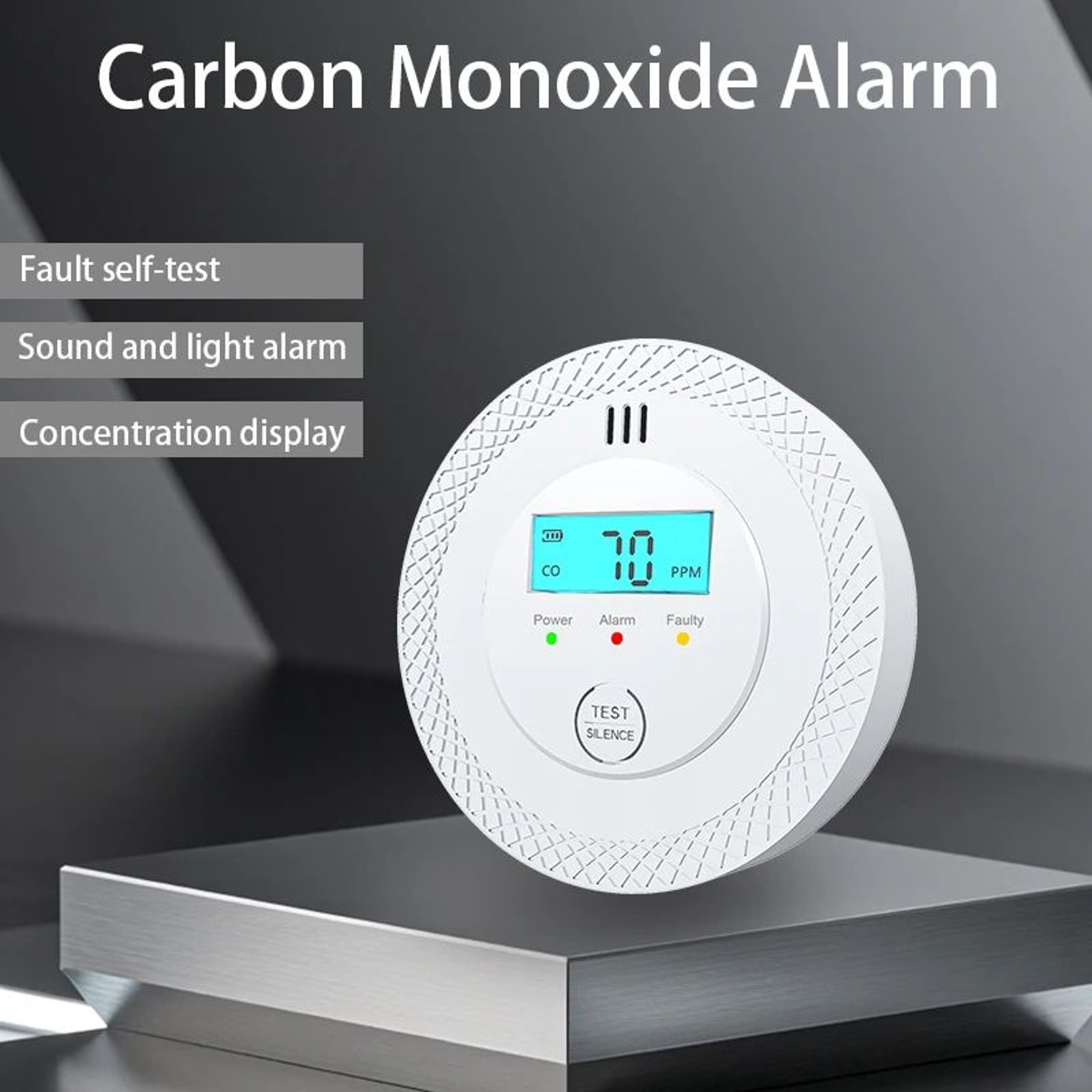 Standalone Carbon Monoxide Alarm With LCD Display  UL2034 Certified HighSensitivity CO Detector For 2