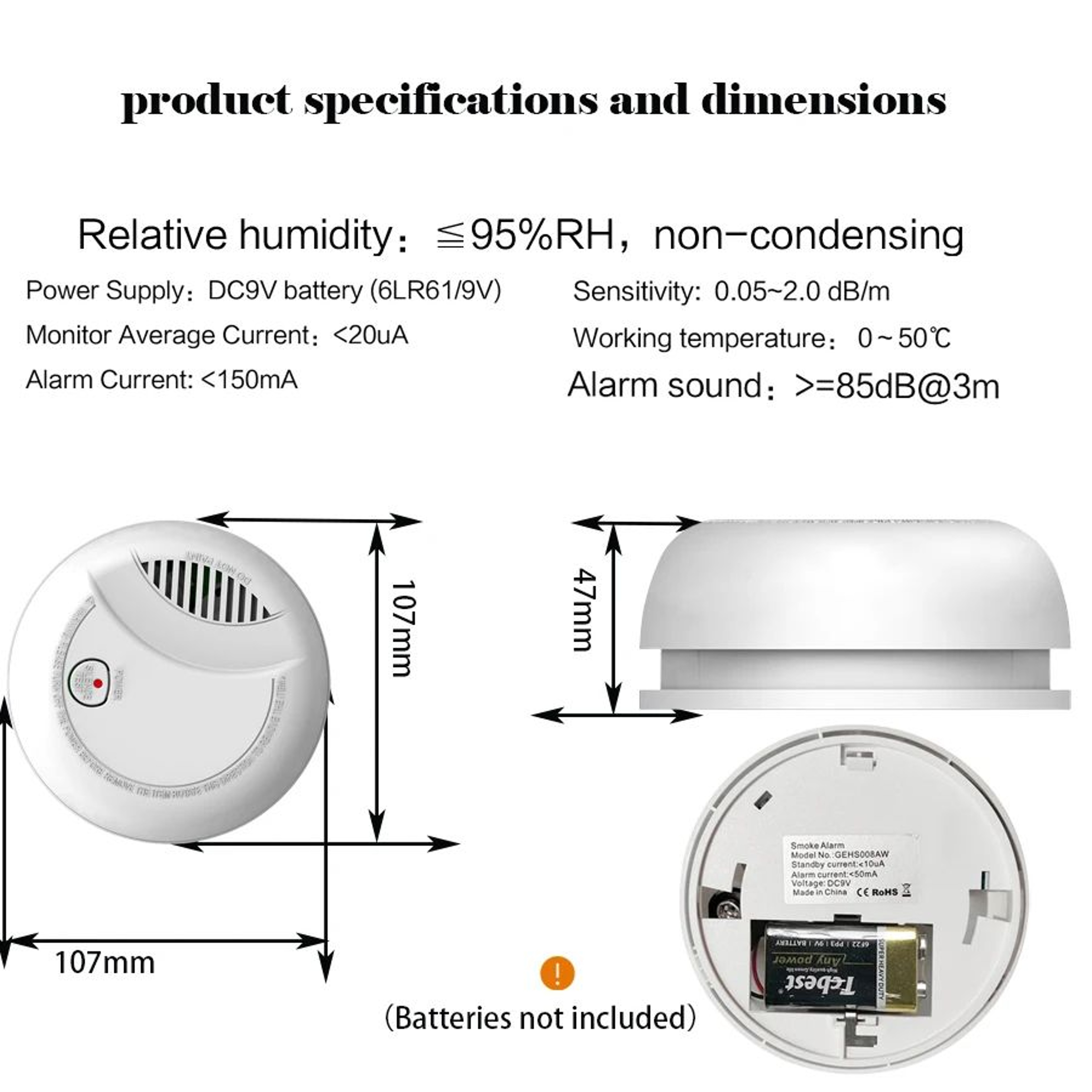 10Year Battery Photoelectric Smoke Detector  LongLife Fire Alarm Sensor For Home Security  Fast War 5