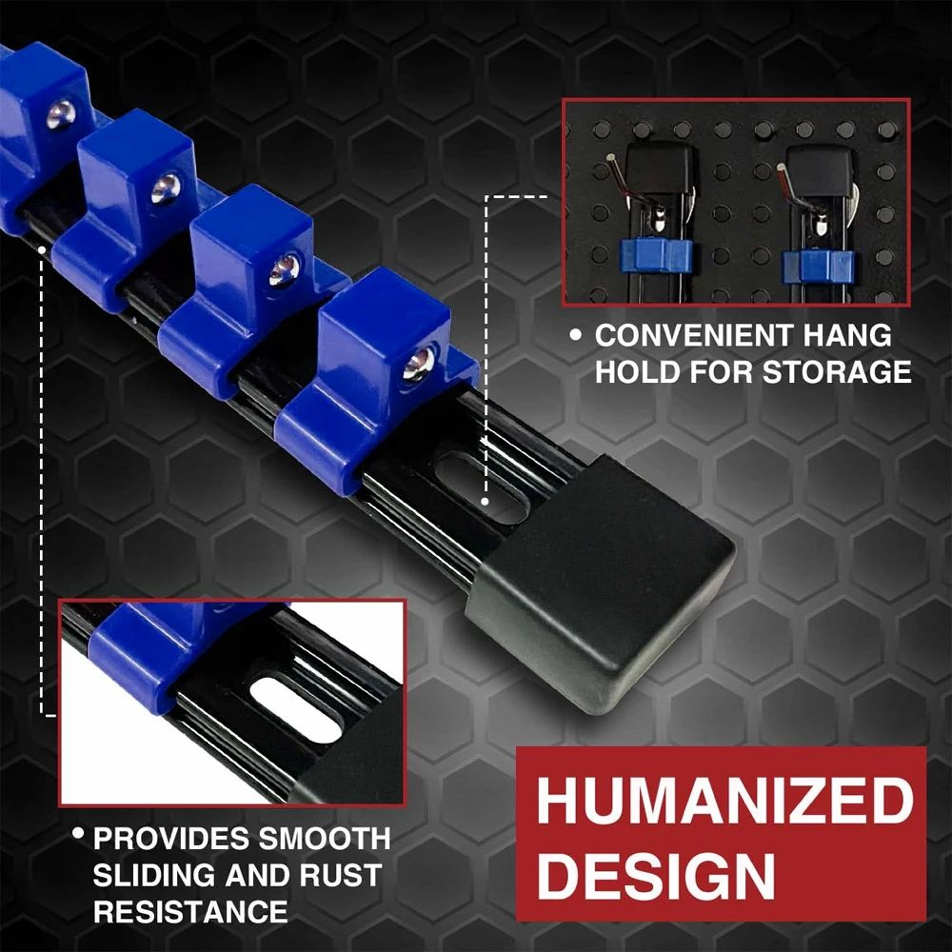 Universal Socket  Wrench Organizer Rails 14 38 12 In  Wall Mount Tool Holder Rack For Garage  Home  4