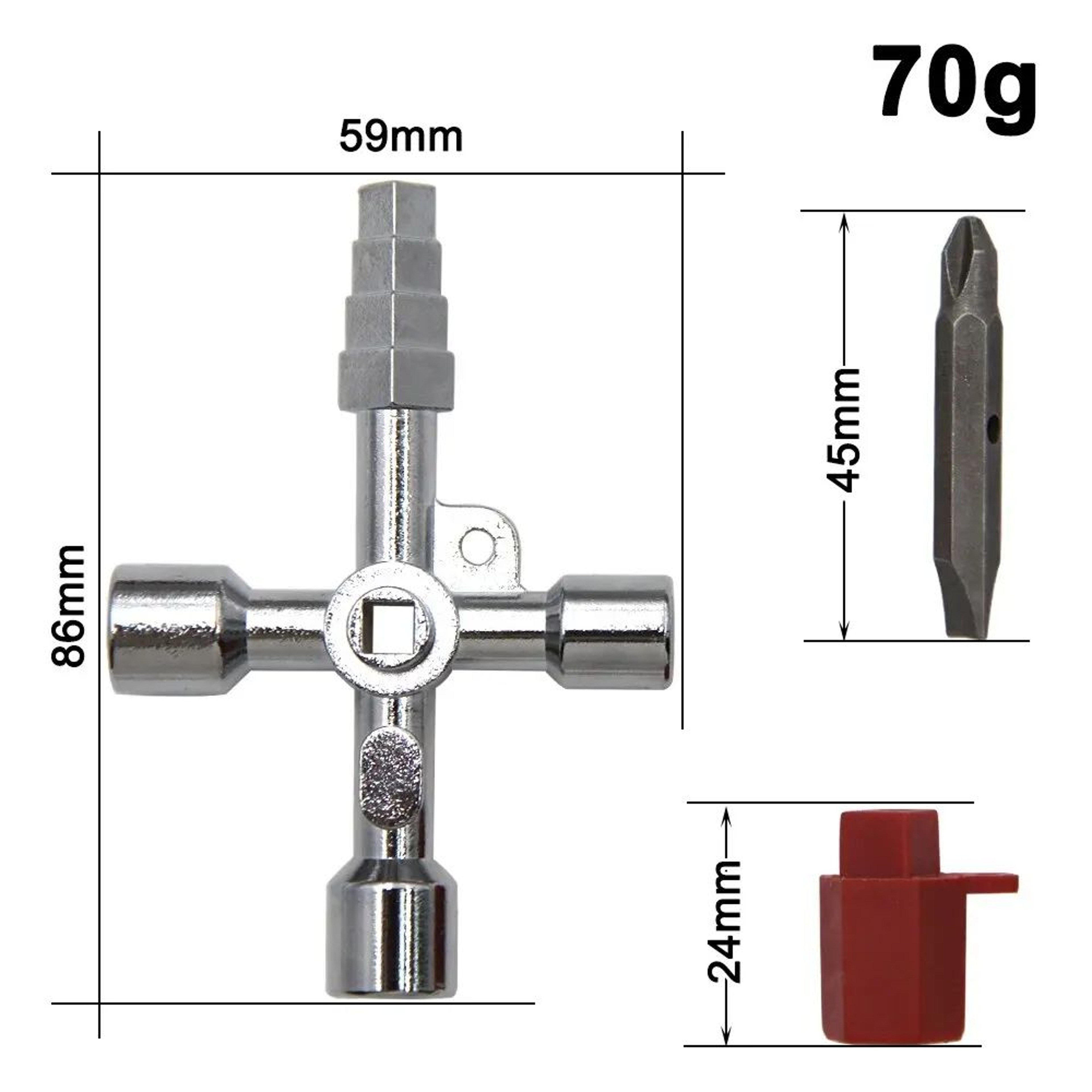 4in1 Silver Key Wrench Set  Triangle  Square Utility Cabinet Valve Tool  Screwdriver For Elevator C 1