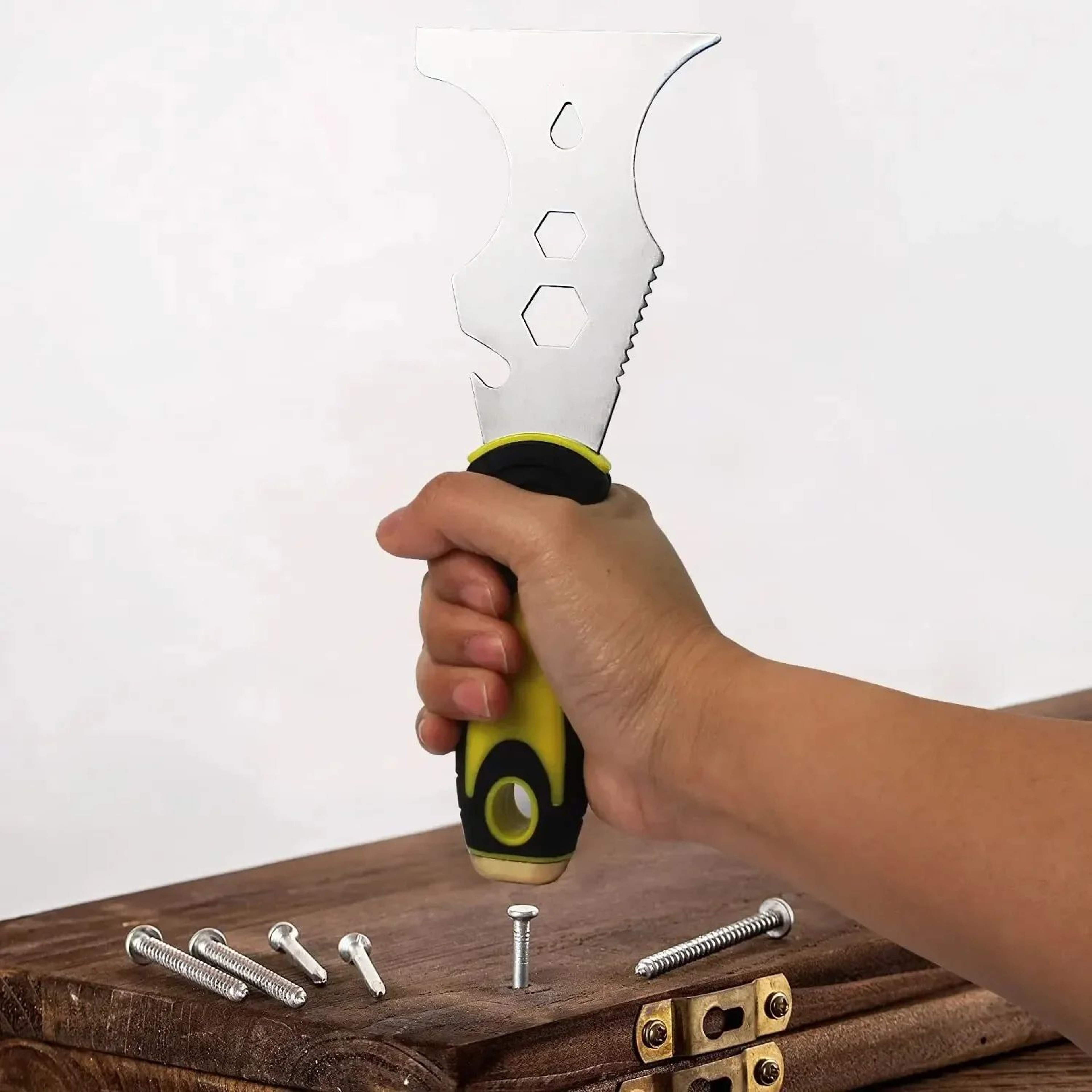 15in1 Stainless Steel Putty Knife  Paint Scraper Tool  MultiUse Wallpaper Remover Spackle Knife  Co 4
