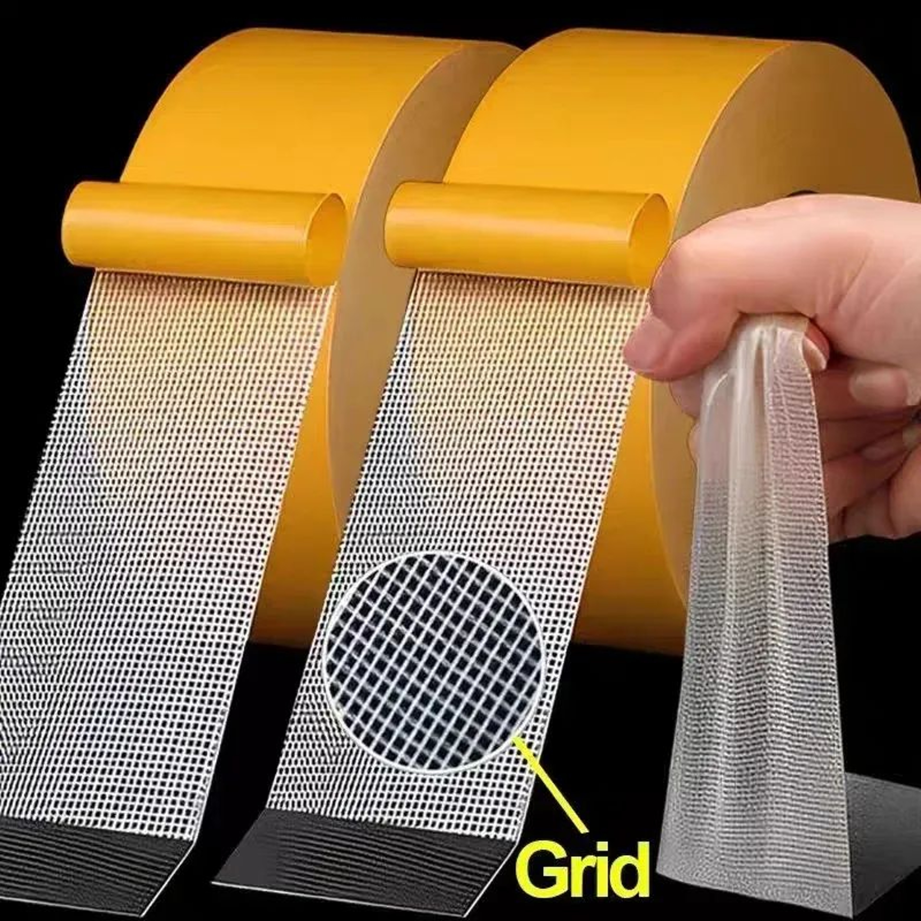 Heavy Duty Double Sided Mesh Tape  Waterproof Traceless Grid Adhesive For Carpets Rugs Wall Mountin 0