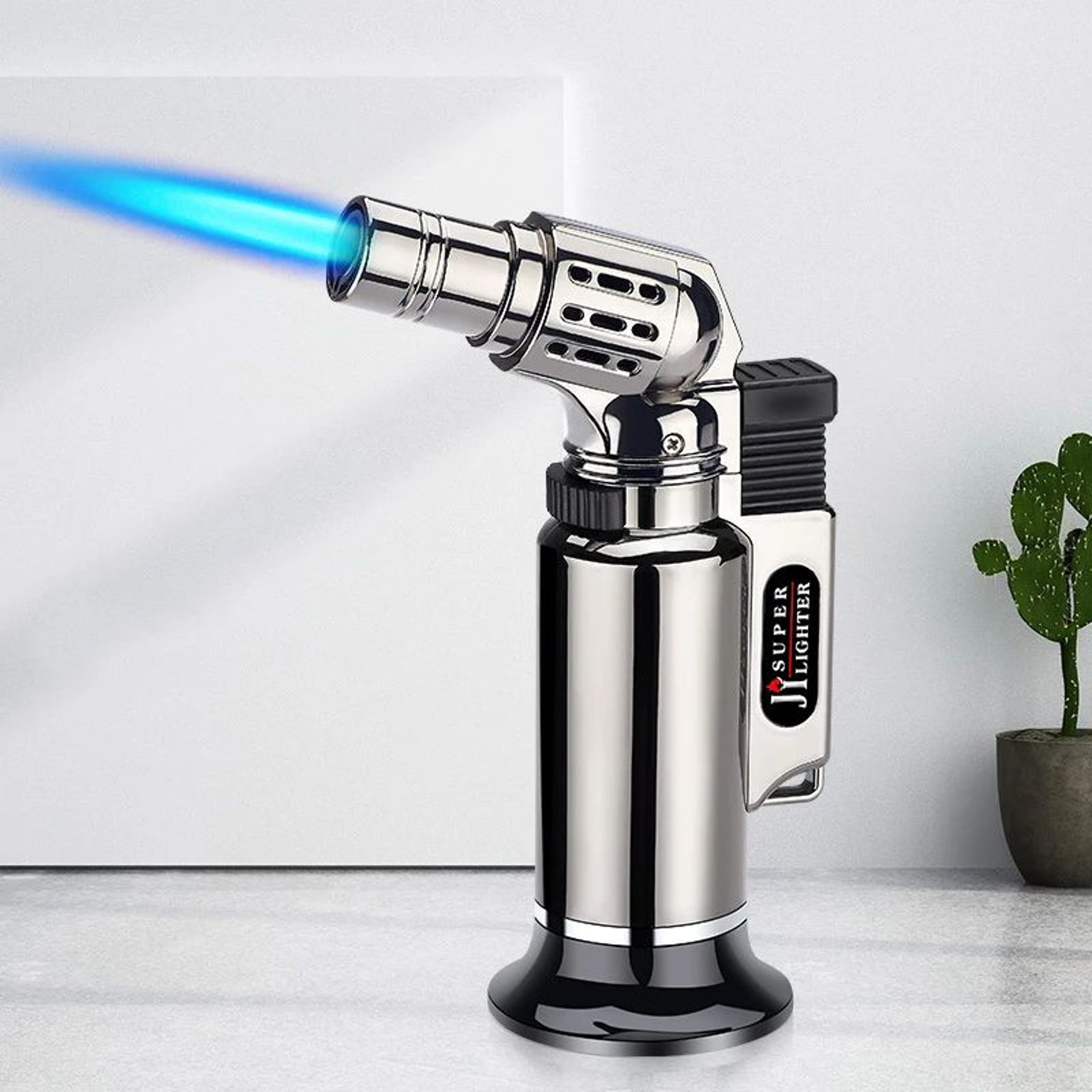 Windproof Turbo Jet Flame Lighter Metal Refillable Torch For Cooking Smoking Welding  Outdoor Use   7