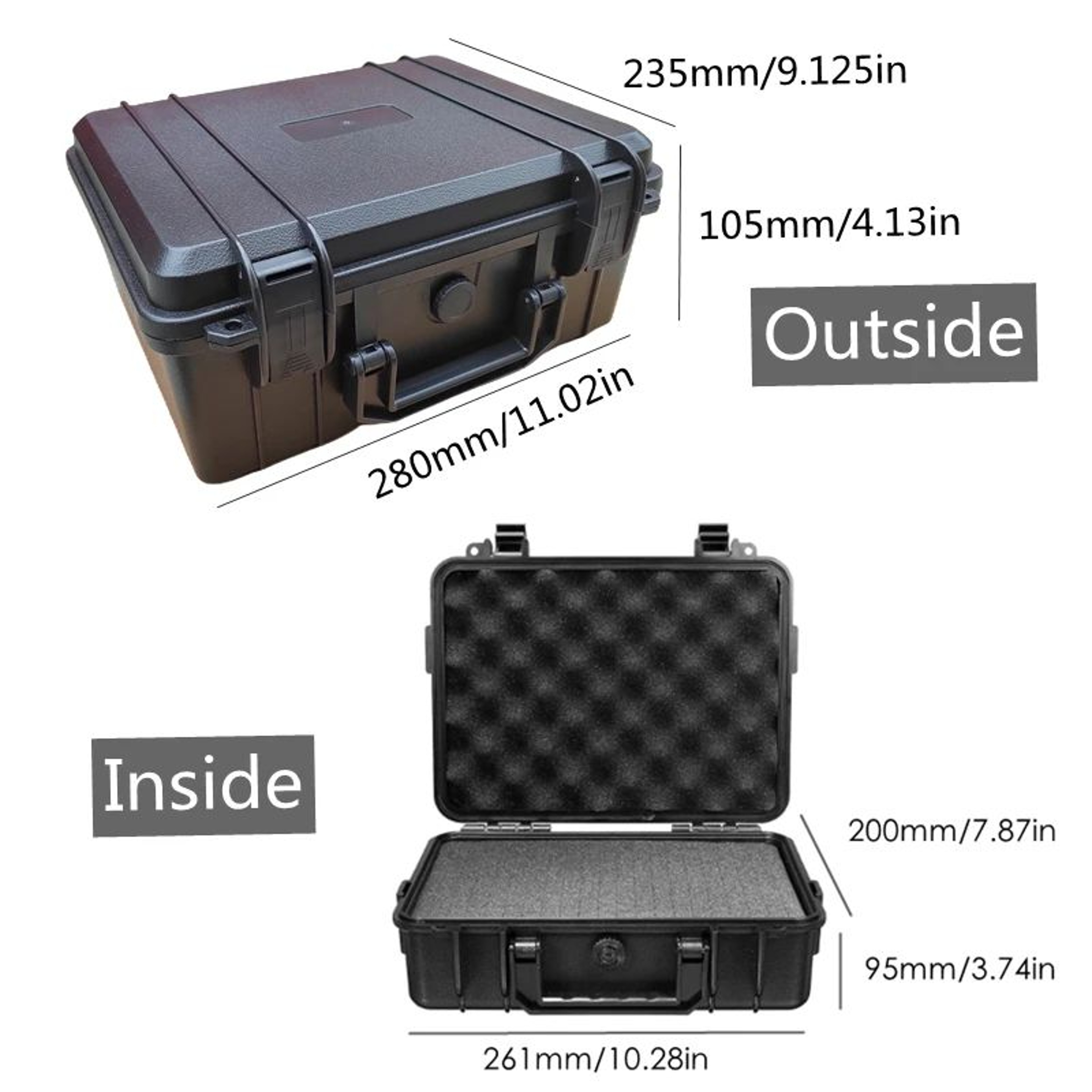 Large Waterproof ABS Hard Tool Case Toolbox With Foam Insert For Mechanics Travel  Heavy Duty Tools 8