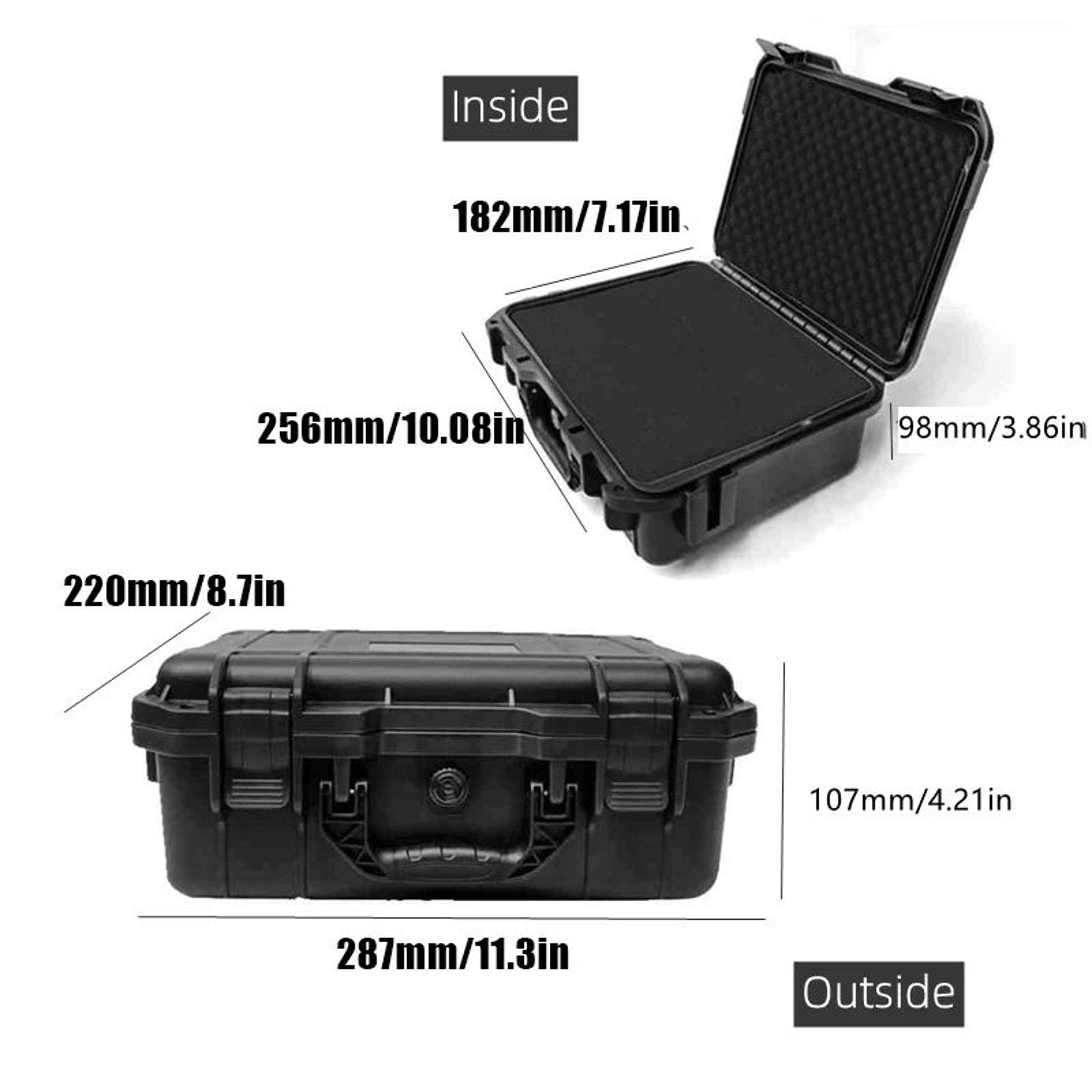 Large Waterproof ABS Hard Tool Case Toolbox With Foam Insert For Mechanics Travel  Heavy Duty Tools 9