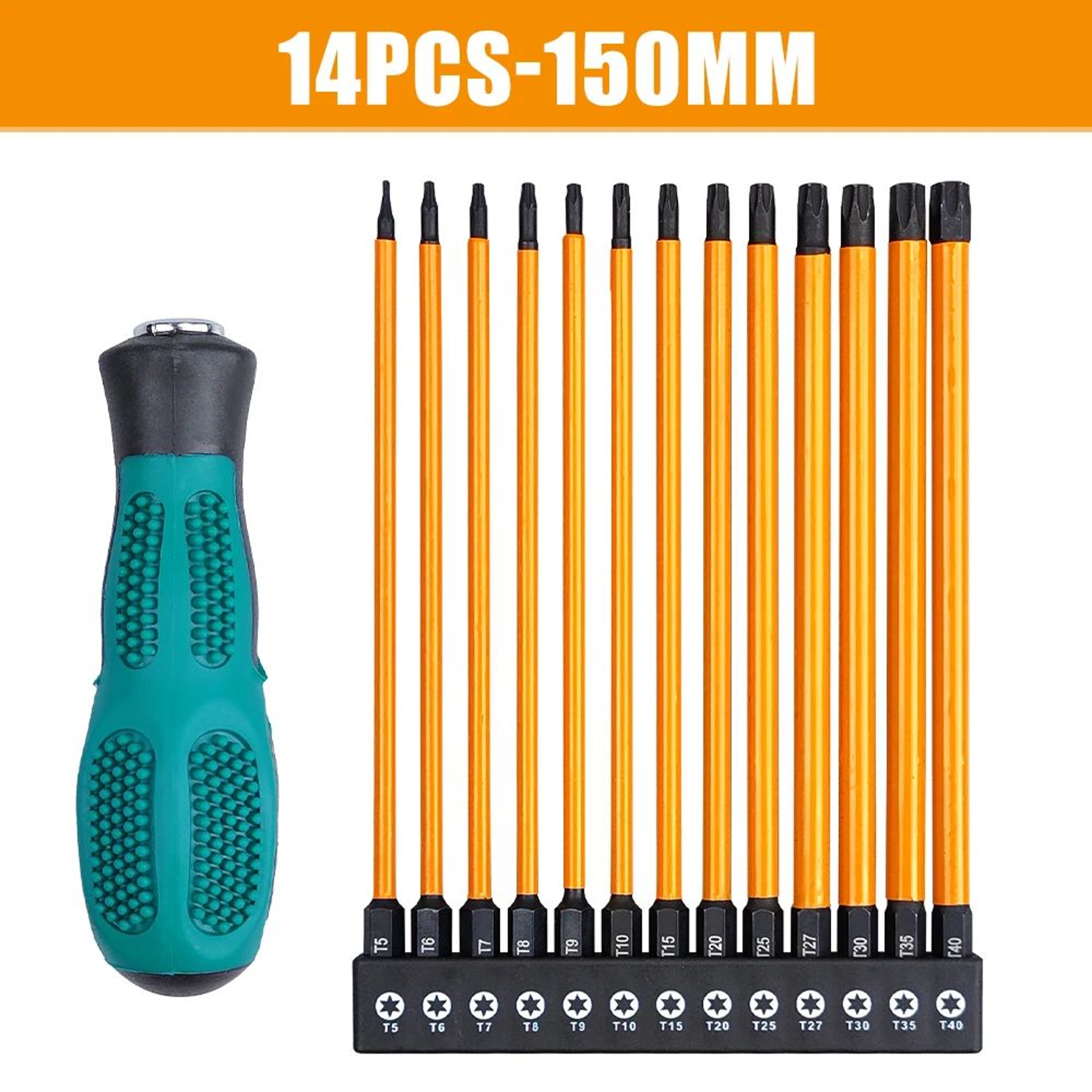14 Pcs Impact Torx Bit Set T5T40 With Handle  295394591 Inches Star Bits For Automotive DIY  Heavy  11