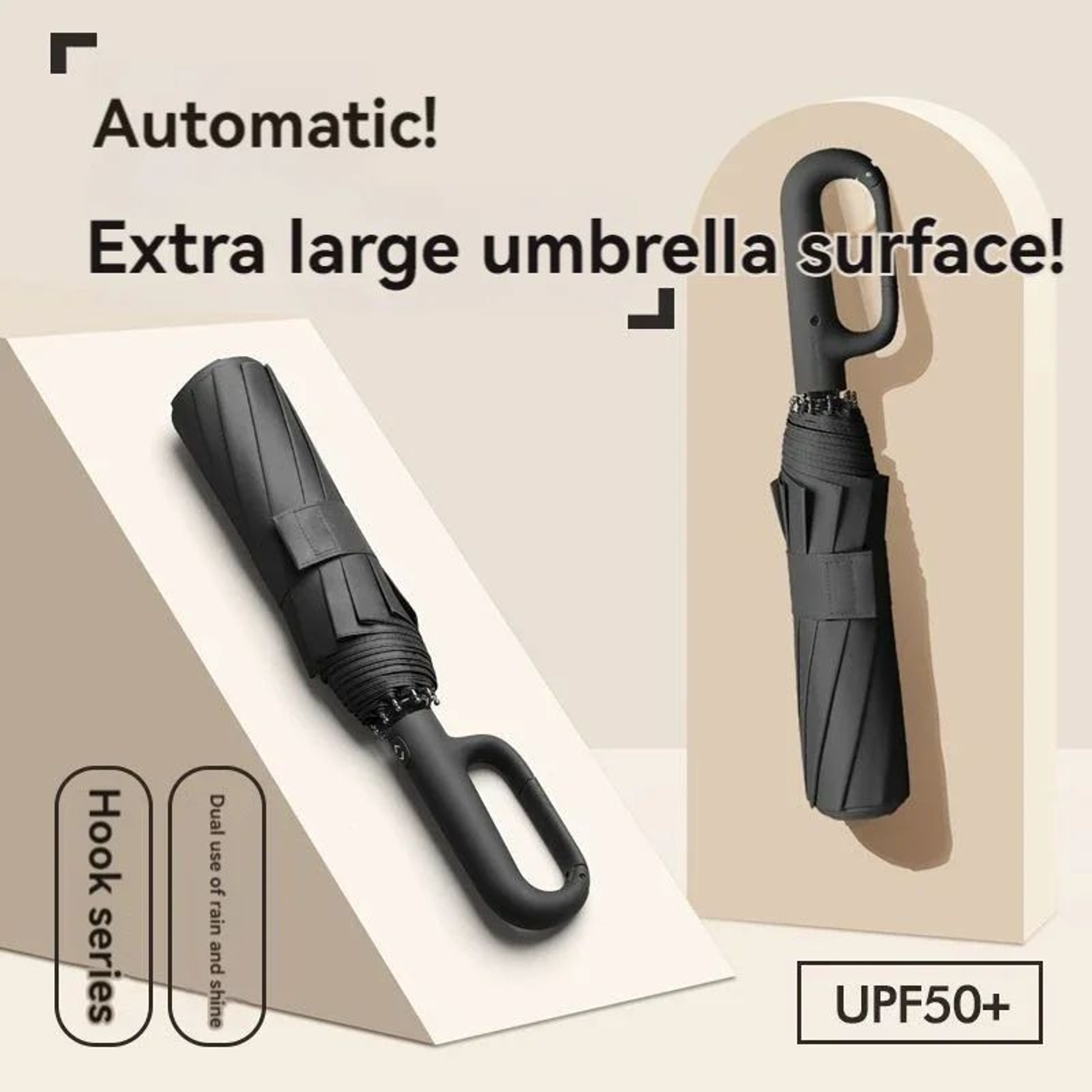 Extra Large Fully Automatic Double Umbrella With Ring Buckle Handle  Windproof Folding Sunshade  Ra