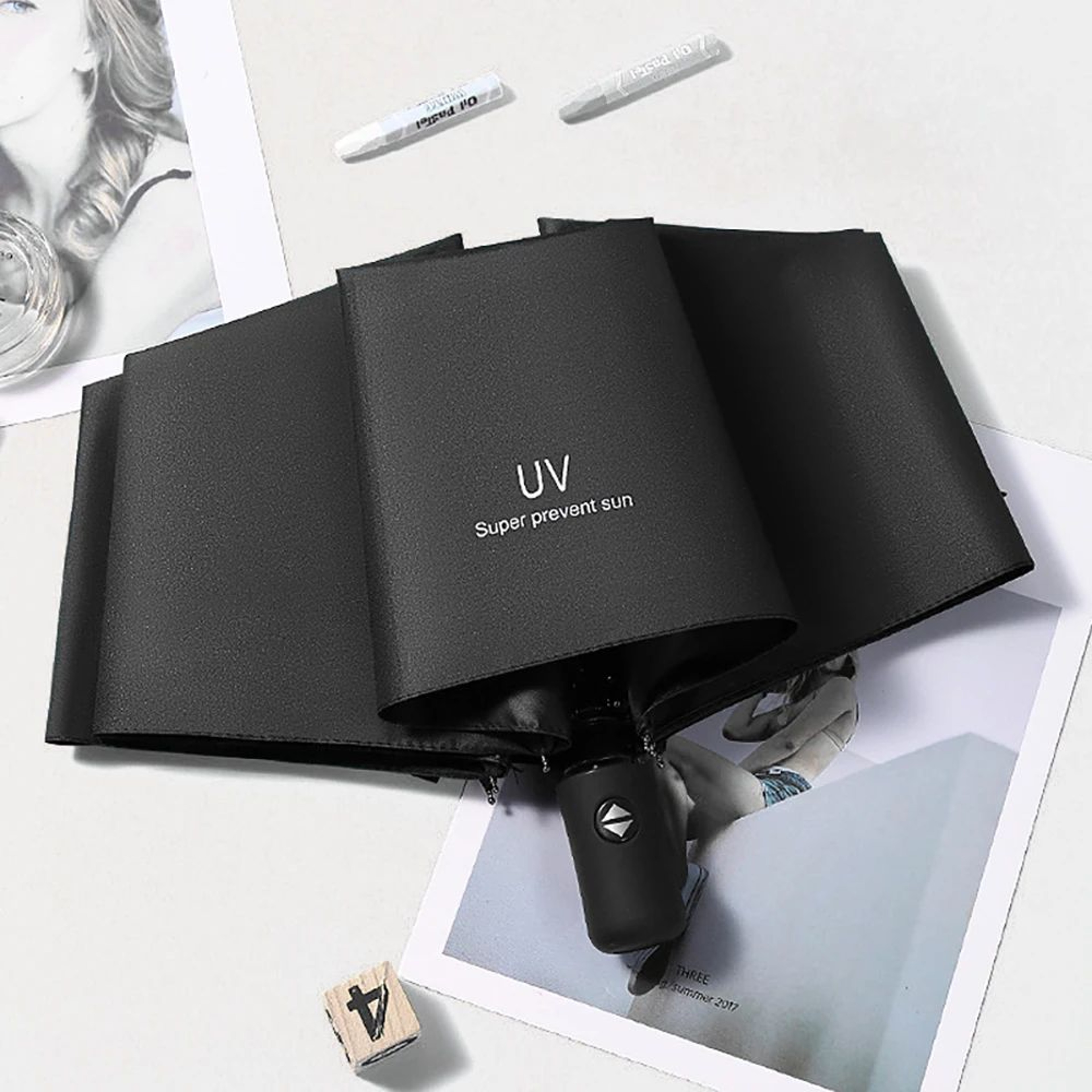 8Rib Automatic Folding Umbrella With UV Protection  Compact Windproof Travel Rain  Sun Umbrella Lig 0