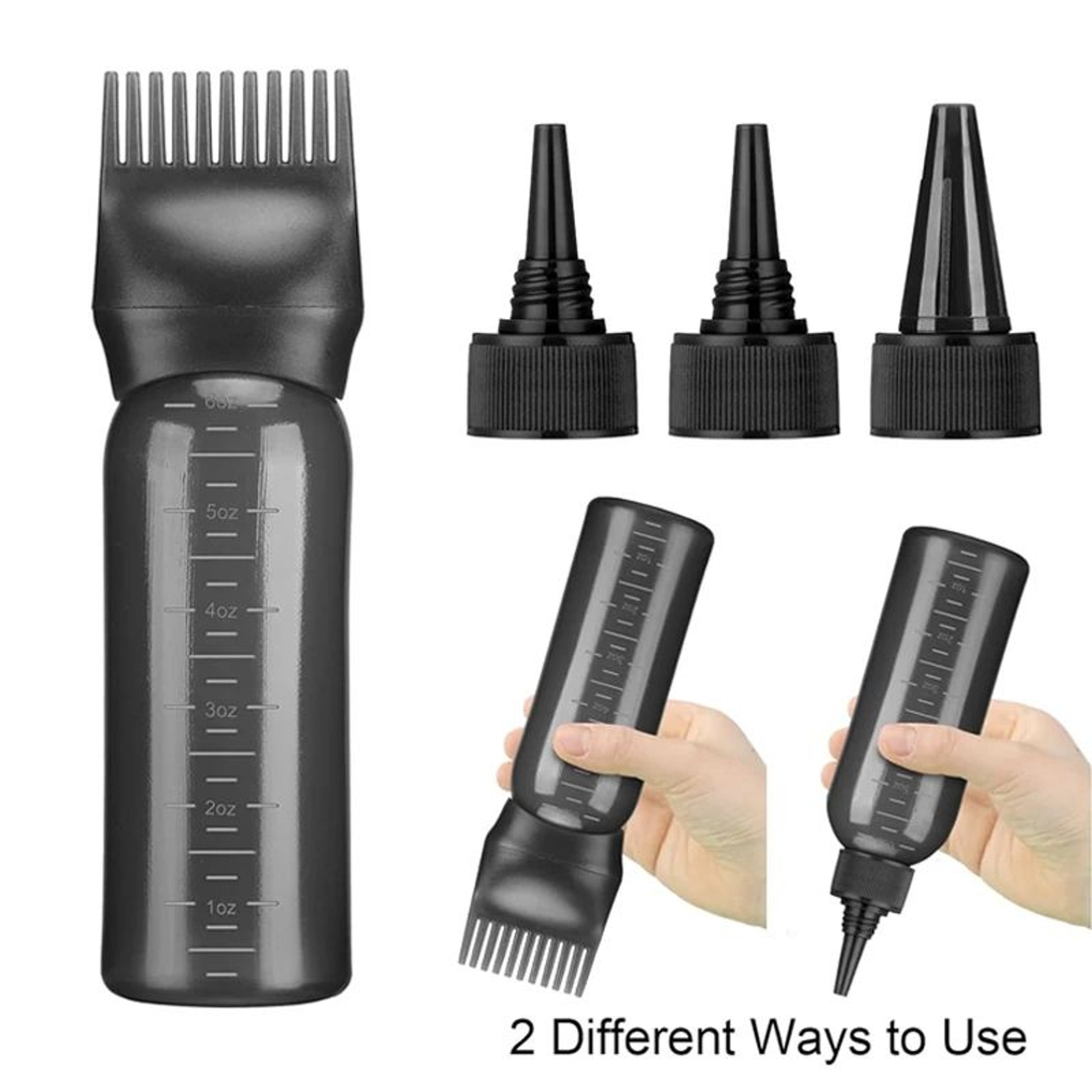6oz Hair Oil  Dye Applicator Bottle Set With Root Comb Tip  3 Pointed Nozzle Caps  Scalp  Roots Pre 6
