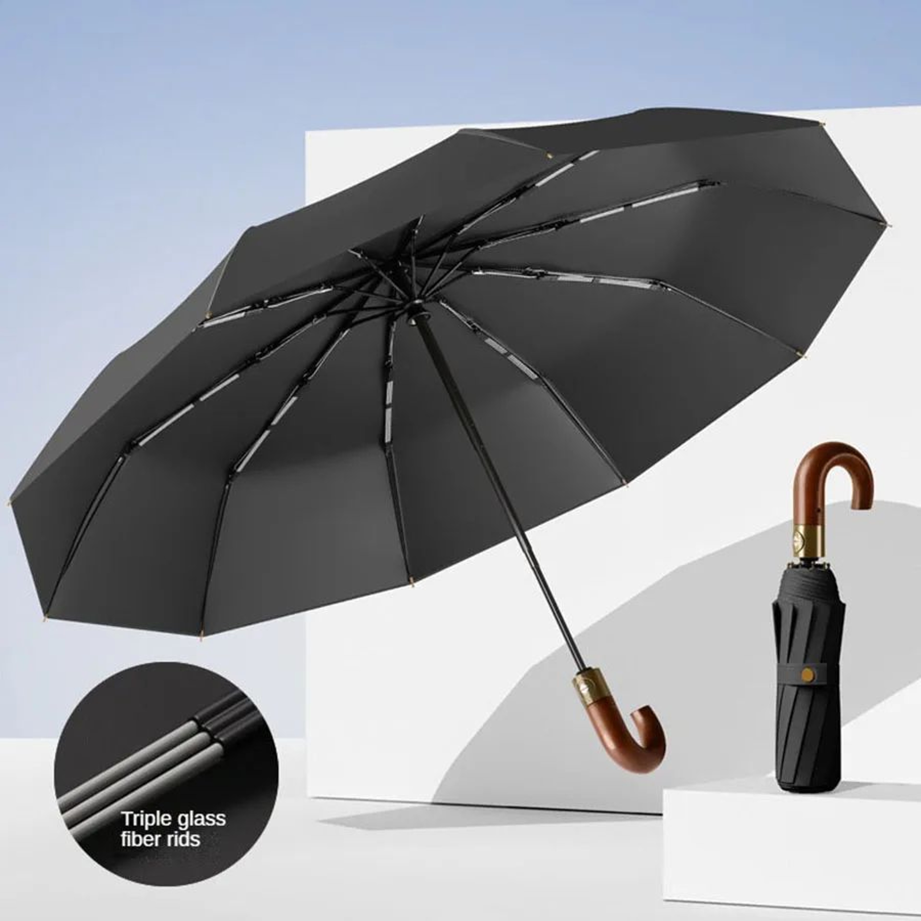 UPF50 UV Protection Windproof Compact Automatic Folding Umbrella  Stylish Sun  Rain Umbrella With C 7