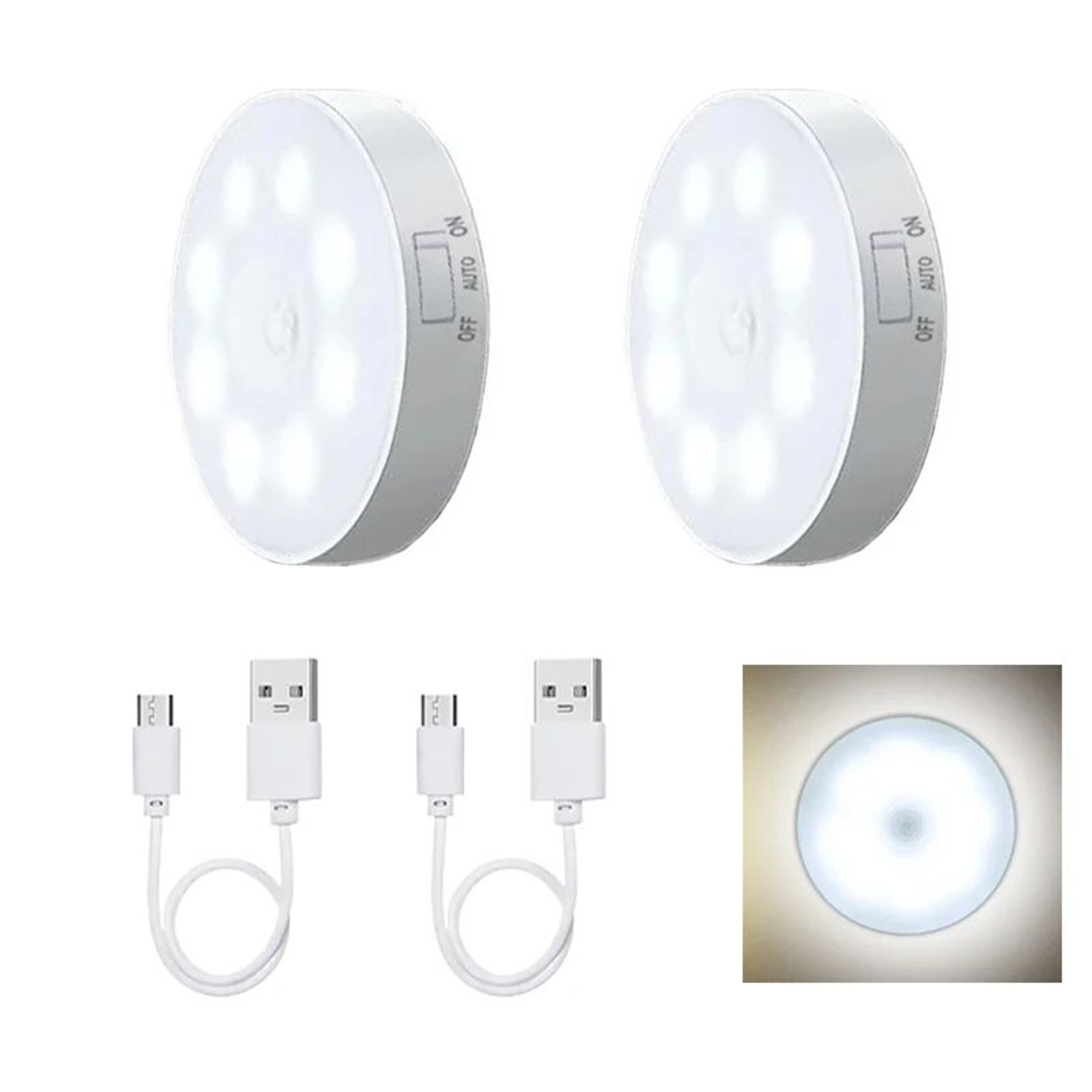 Motion Sensor LED Night Light USB Rechargeable  Wireless Closet  Cabinet Light For Kitchen Stairs W 19