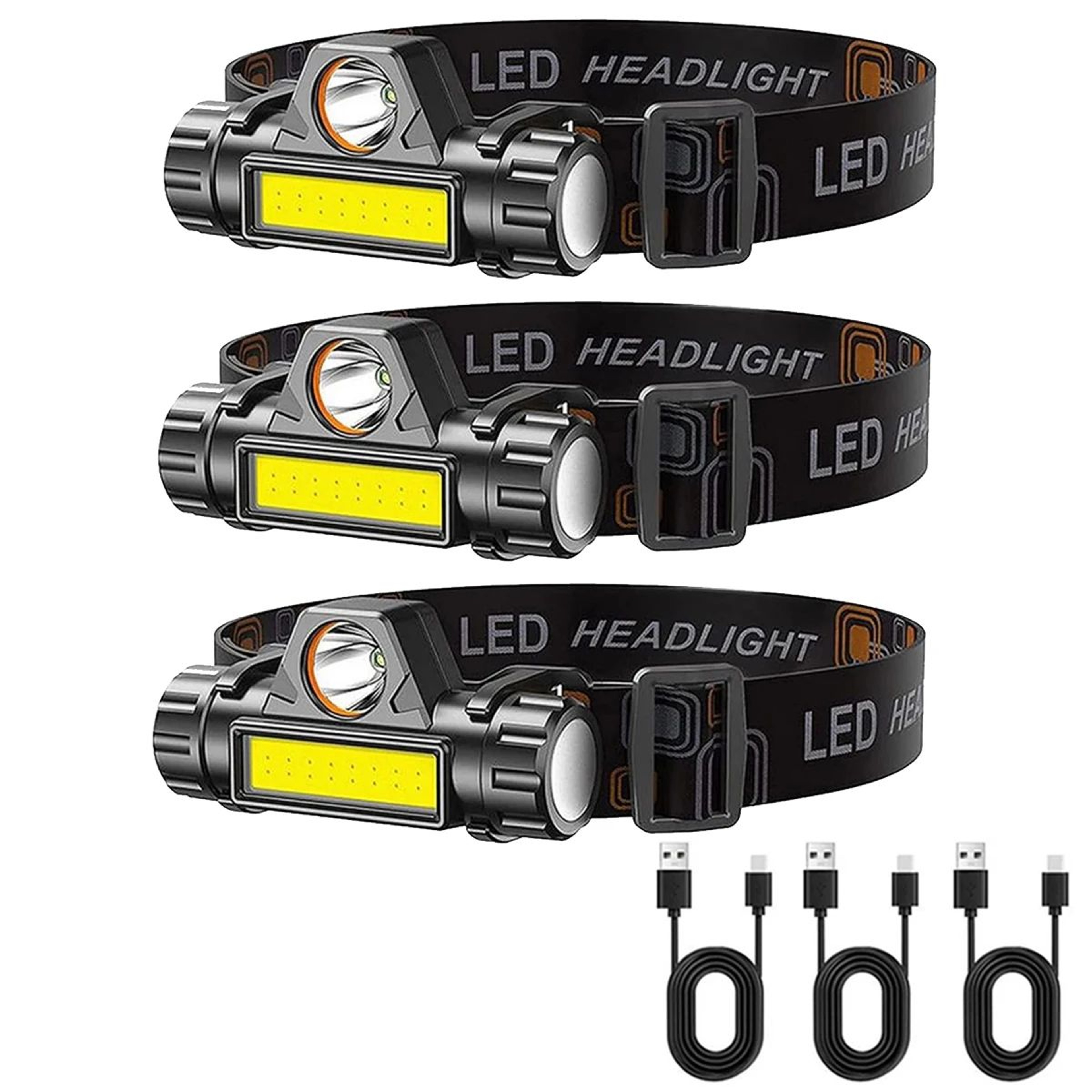 15 Pcs Rechargeable COB LED Headlamp With Strong Magnet  Super Bright Waterproof Head Torch For Fis 8