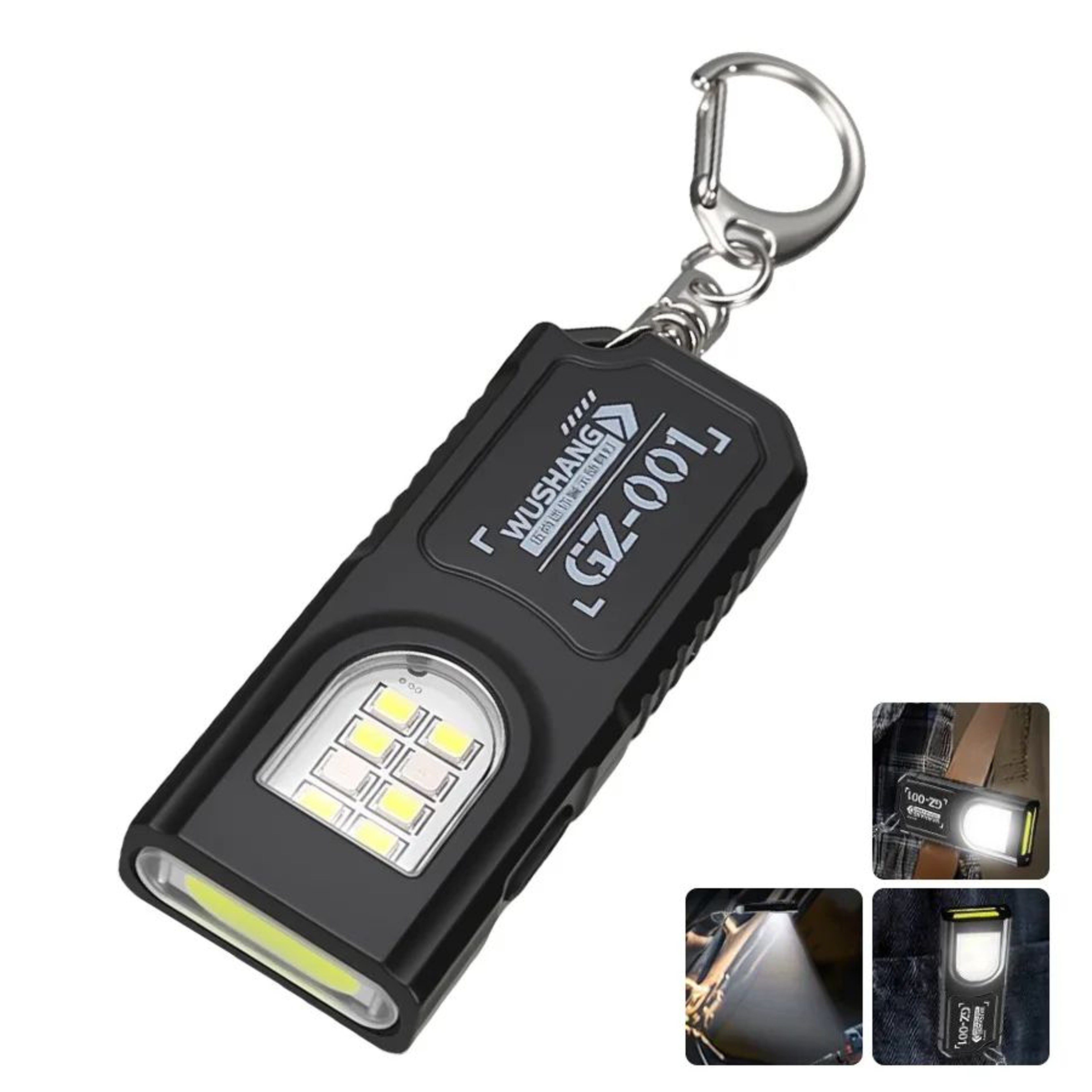 Mini COB LED Keychain Flashlight USB Rechargeable  Waterproof Pocket Work Light Keyring Lamp For Ca 6