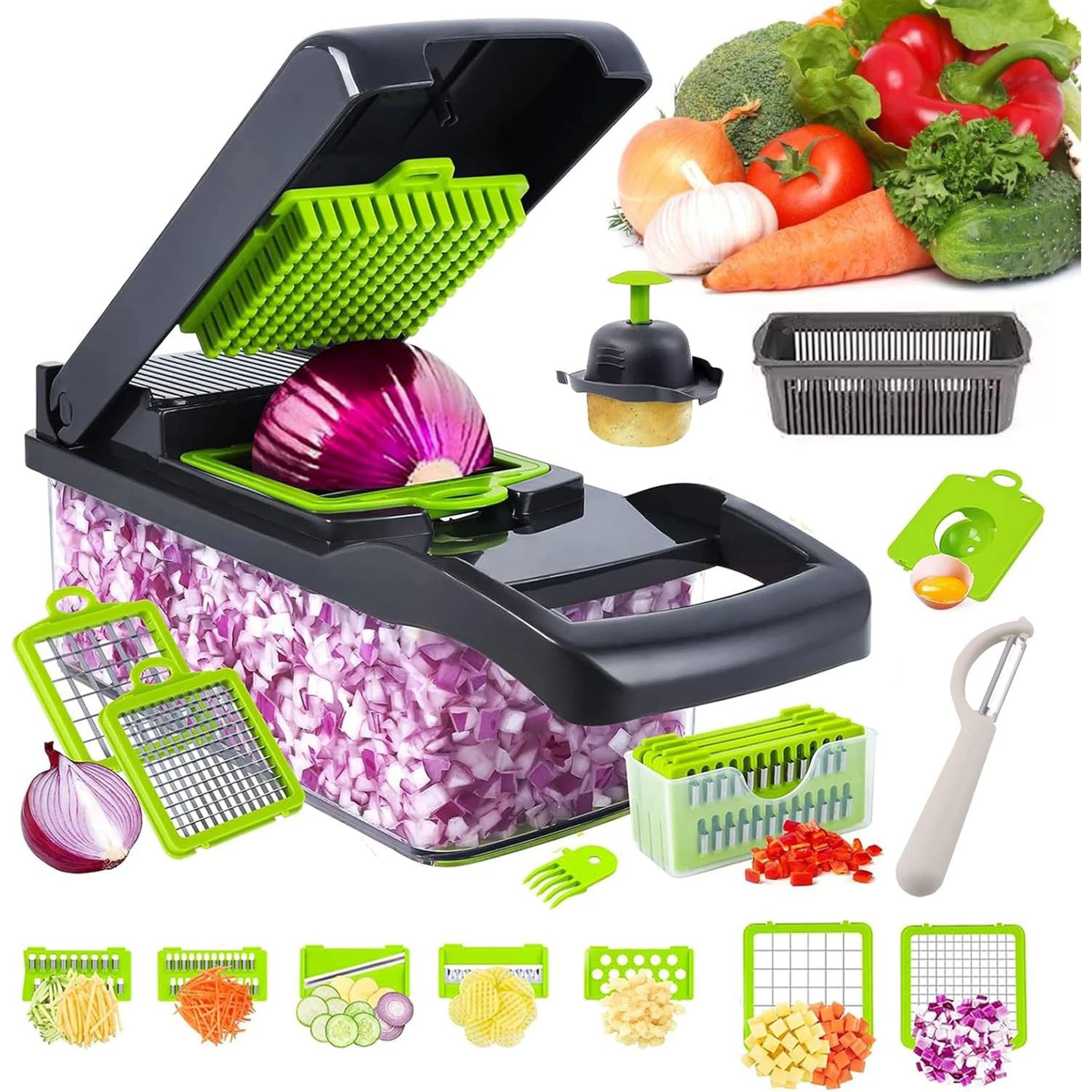 16in1 Professional Vegetable Chopper  Slicer  Multifunction Food Cutter With Blades For Onion Salad 6