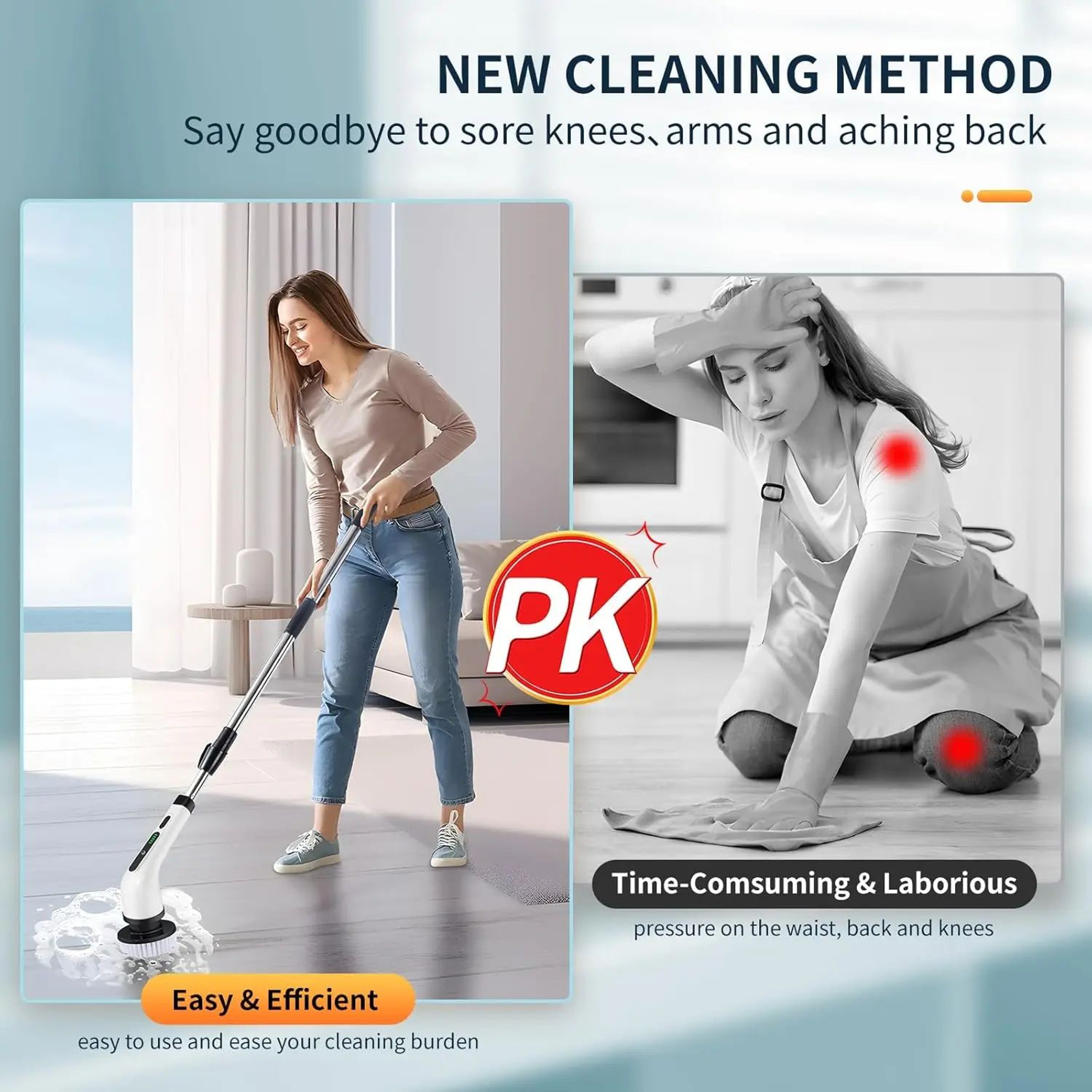 2025 Electric Rotating Floor Scrubber Brush  Rechargeable Power Shower  Tile Cleaner With 9 Heads D 3