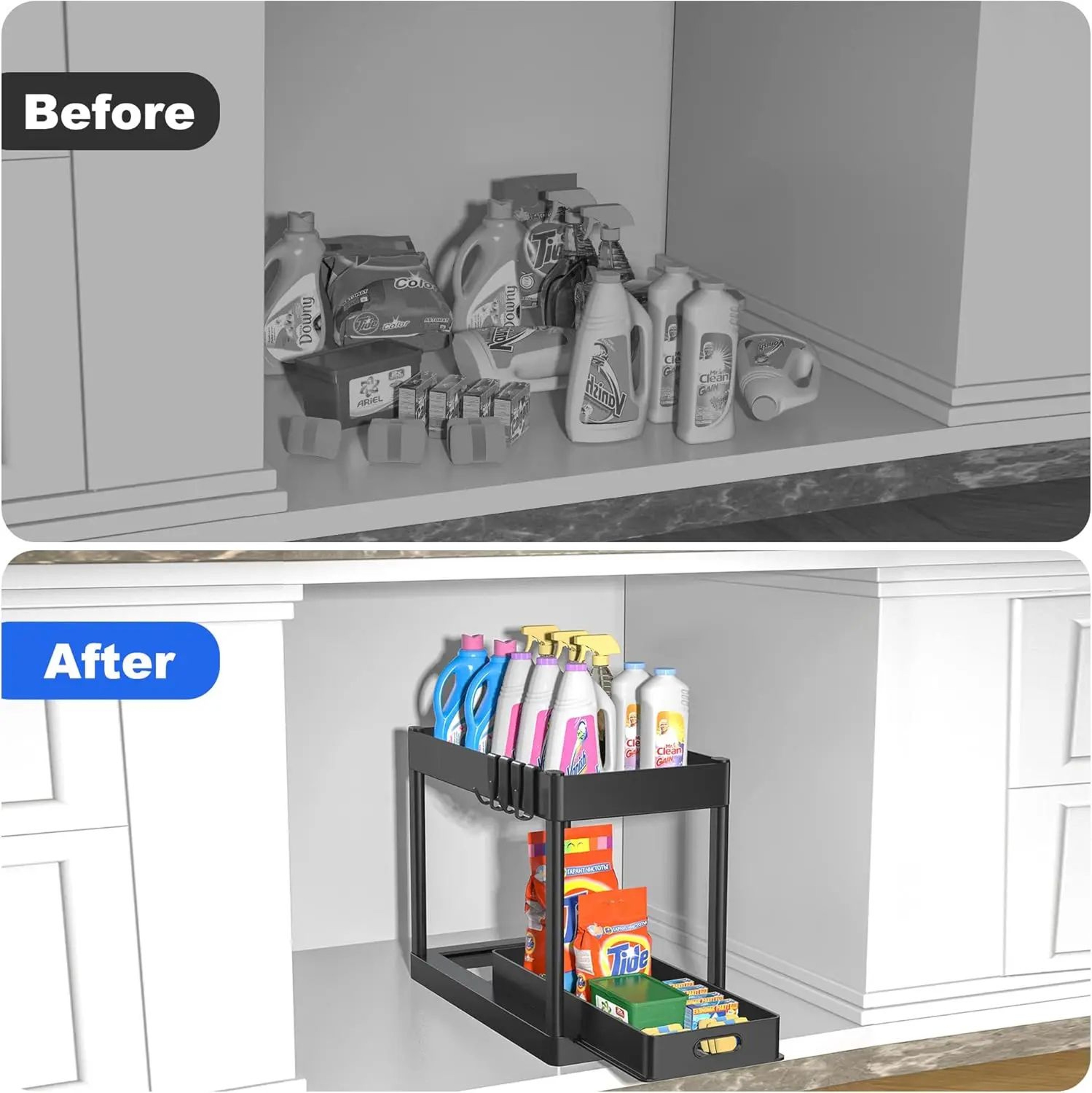 2Tier Sink Storage Rack Organizer  SpaceSaving Kitchen Cabinet Shelf  Bathroom Counter Basket For E 3