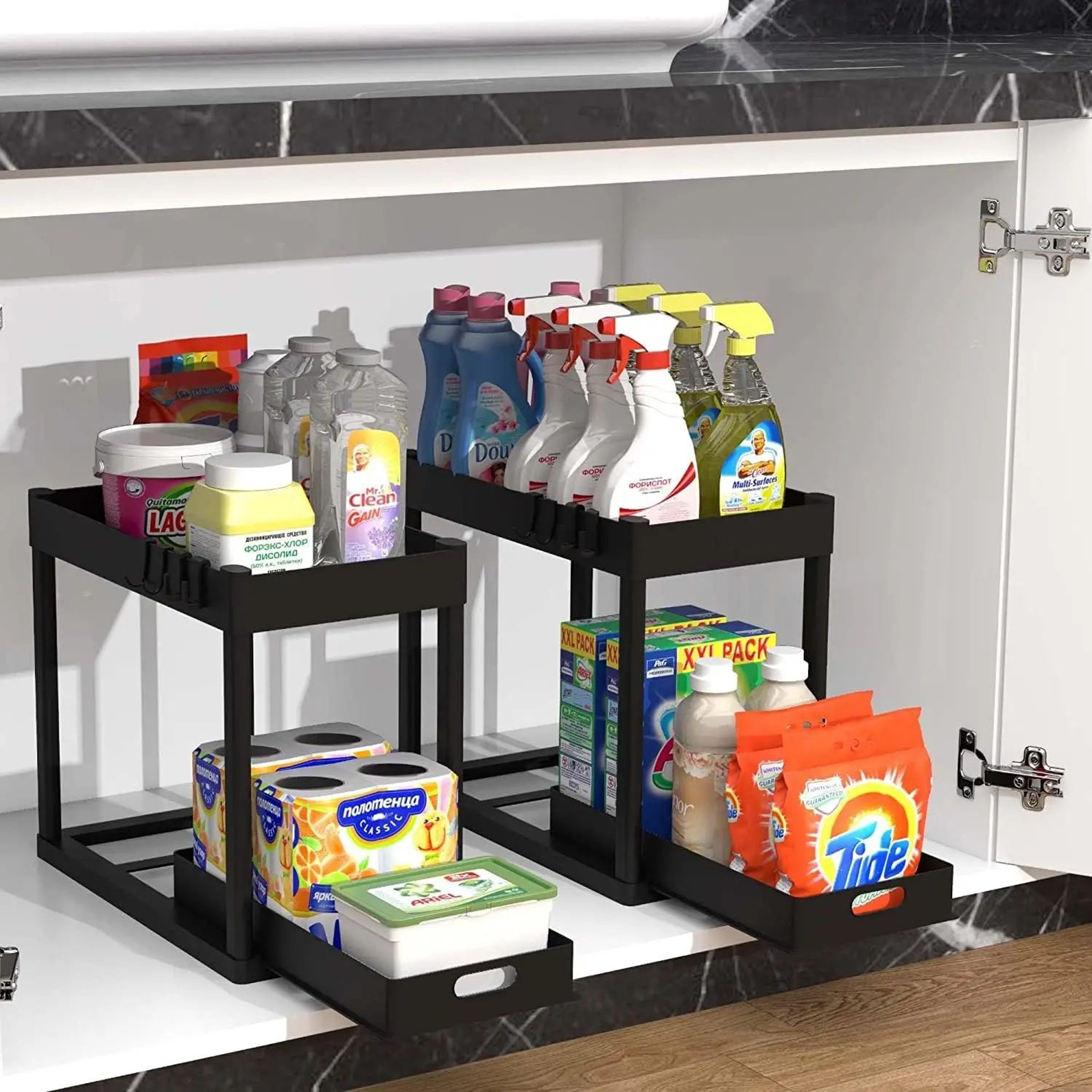2Tier Sink Storage Rack Organizer  SpaceSaving Kitchen Cabinet Shelf  Bathroom Counter Basket For E 4