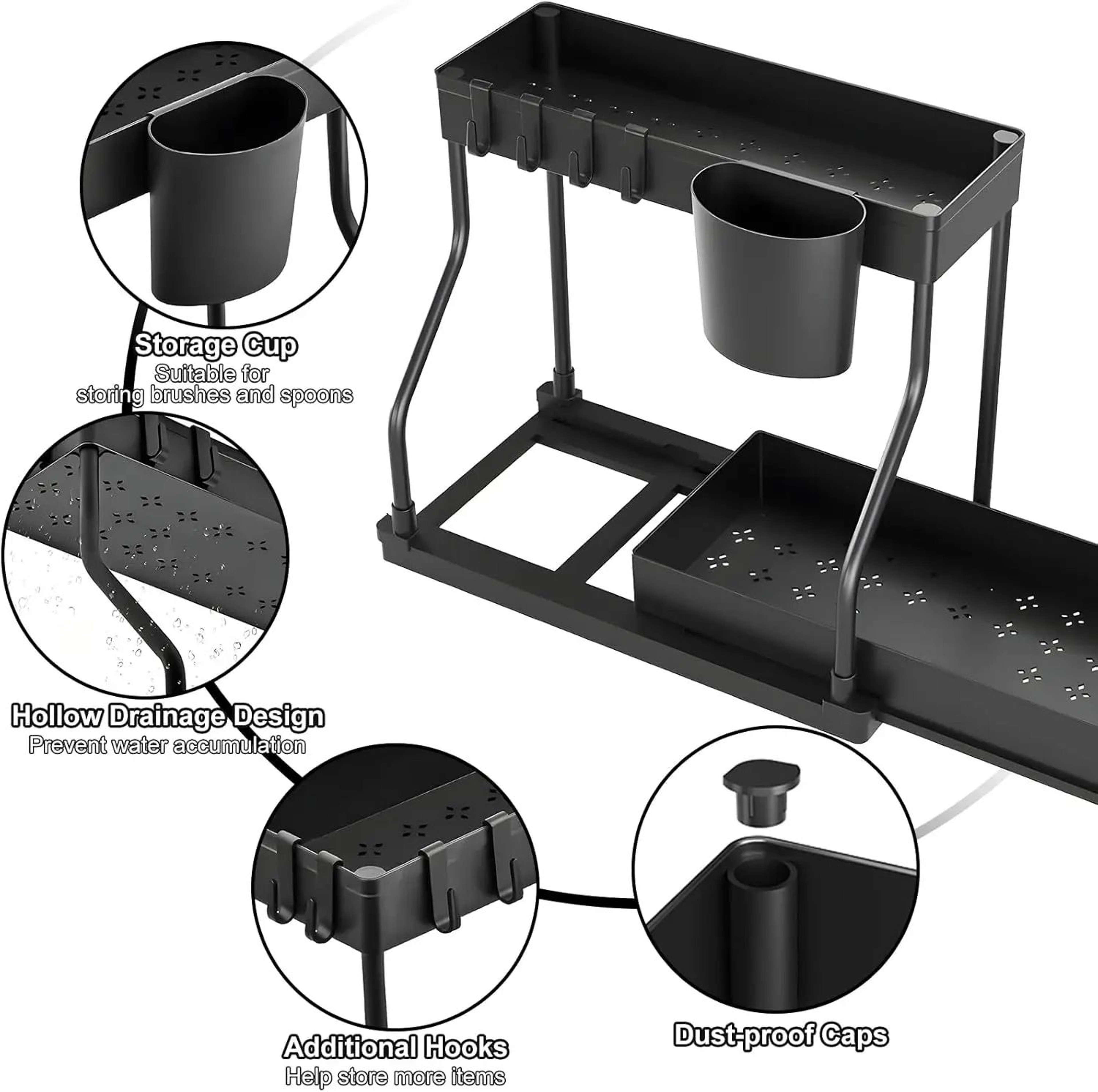 2Tier Sink Storage Rack Organizer  SpaceSaving Kitchen Cabinet Shelf  Bathroom Counter Basket For E 5