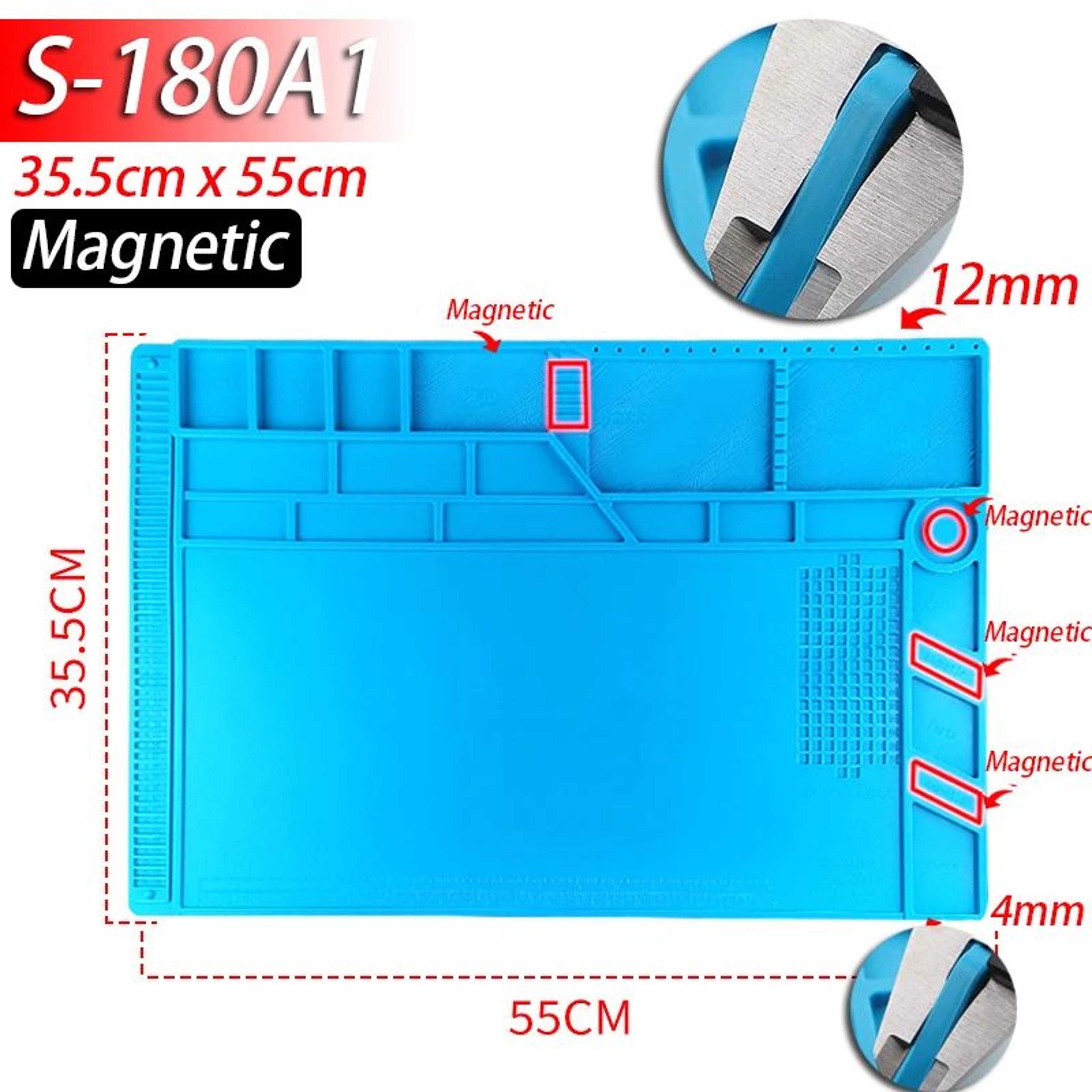 HeatResistant Silicone Soldering Mat 932F  AntiStatic Magnetic Workbench Mat For Phone Laptop  Watc 16