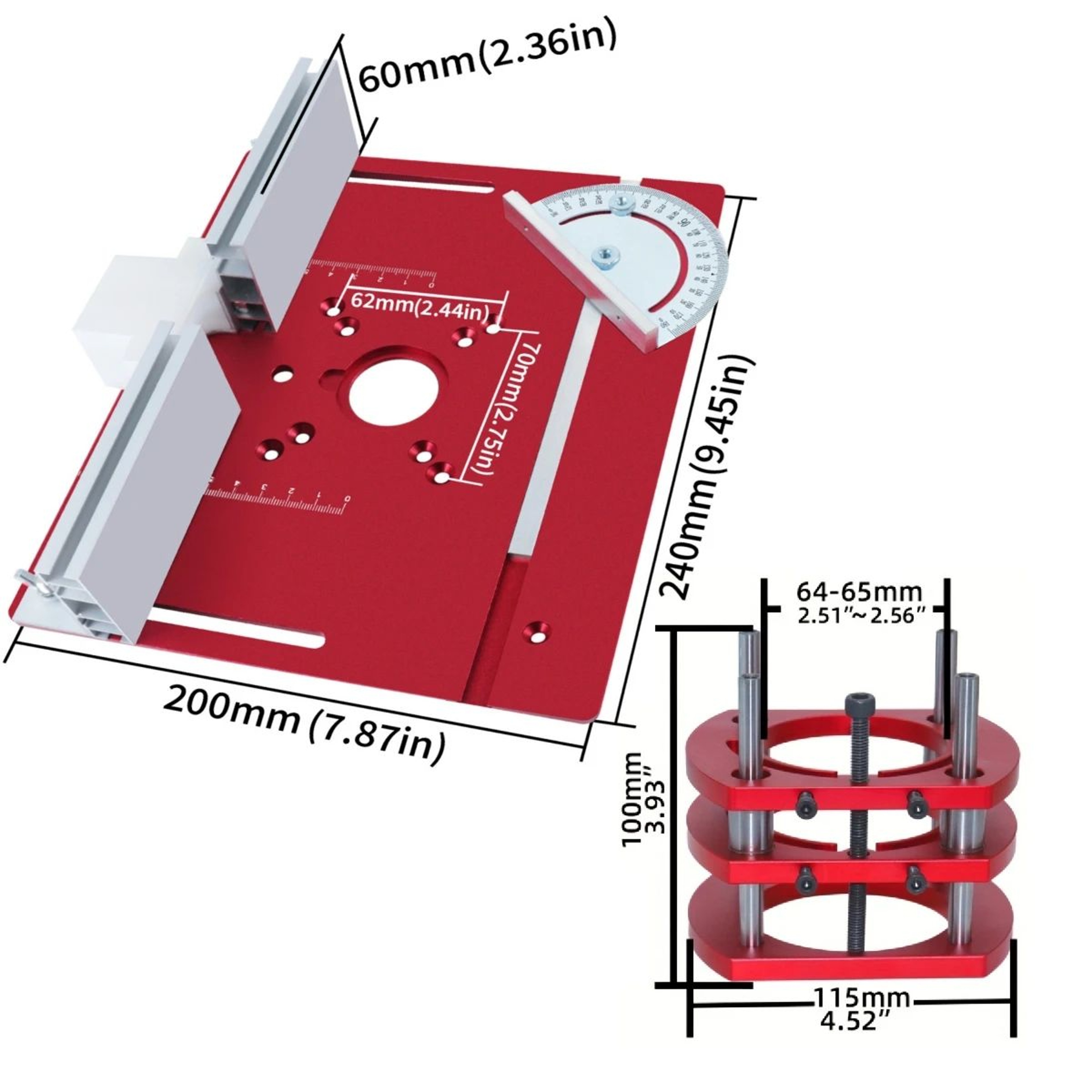 Aluminum Router Lift Insert Plate Kit With Miter Gauge Guide  Router Table Mounting Bracket For 65m 1