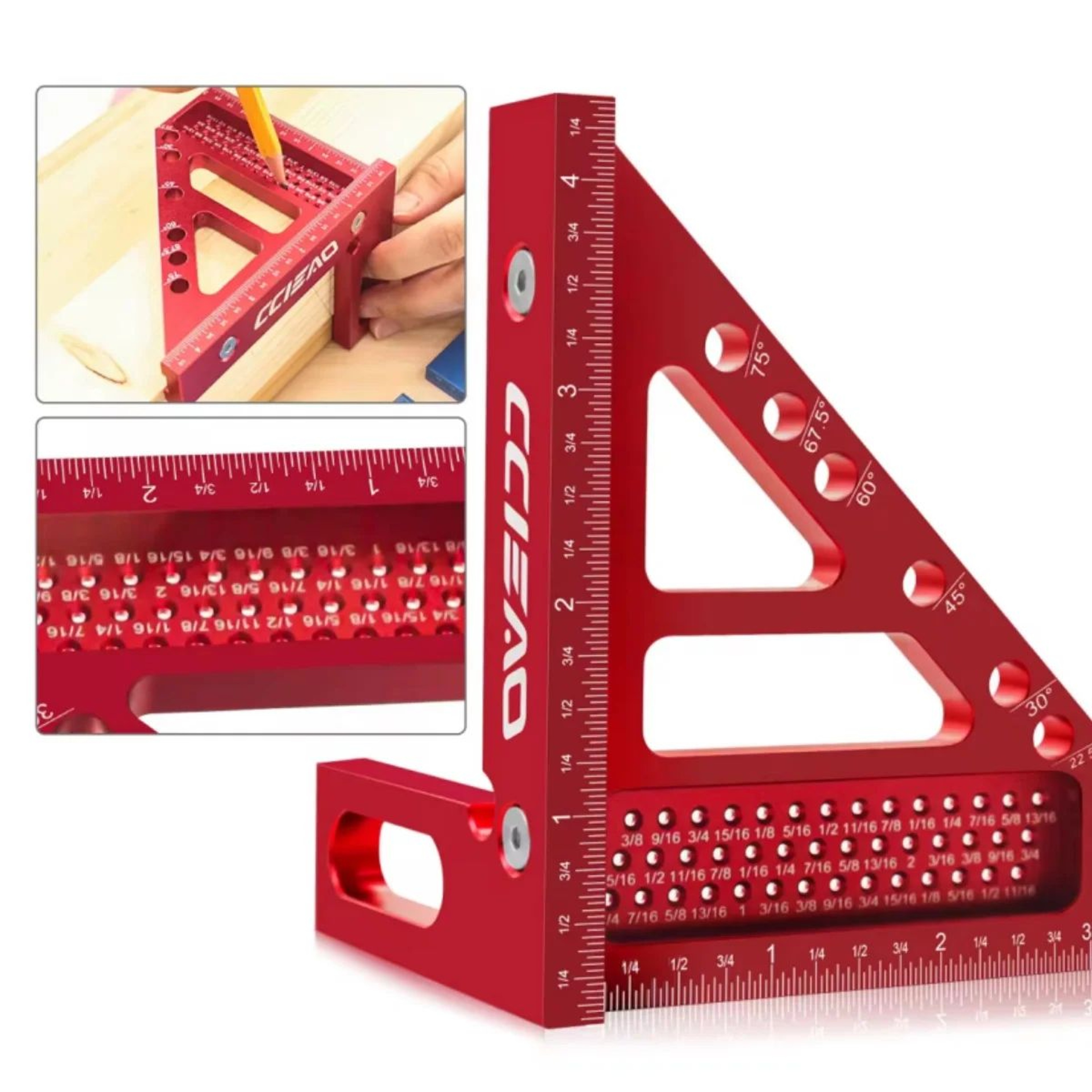 Imperial 3D MultiAngle Measuring Ruler  Aluminum 4590 Square Protractor For Woodworking  Carpentry 0