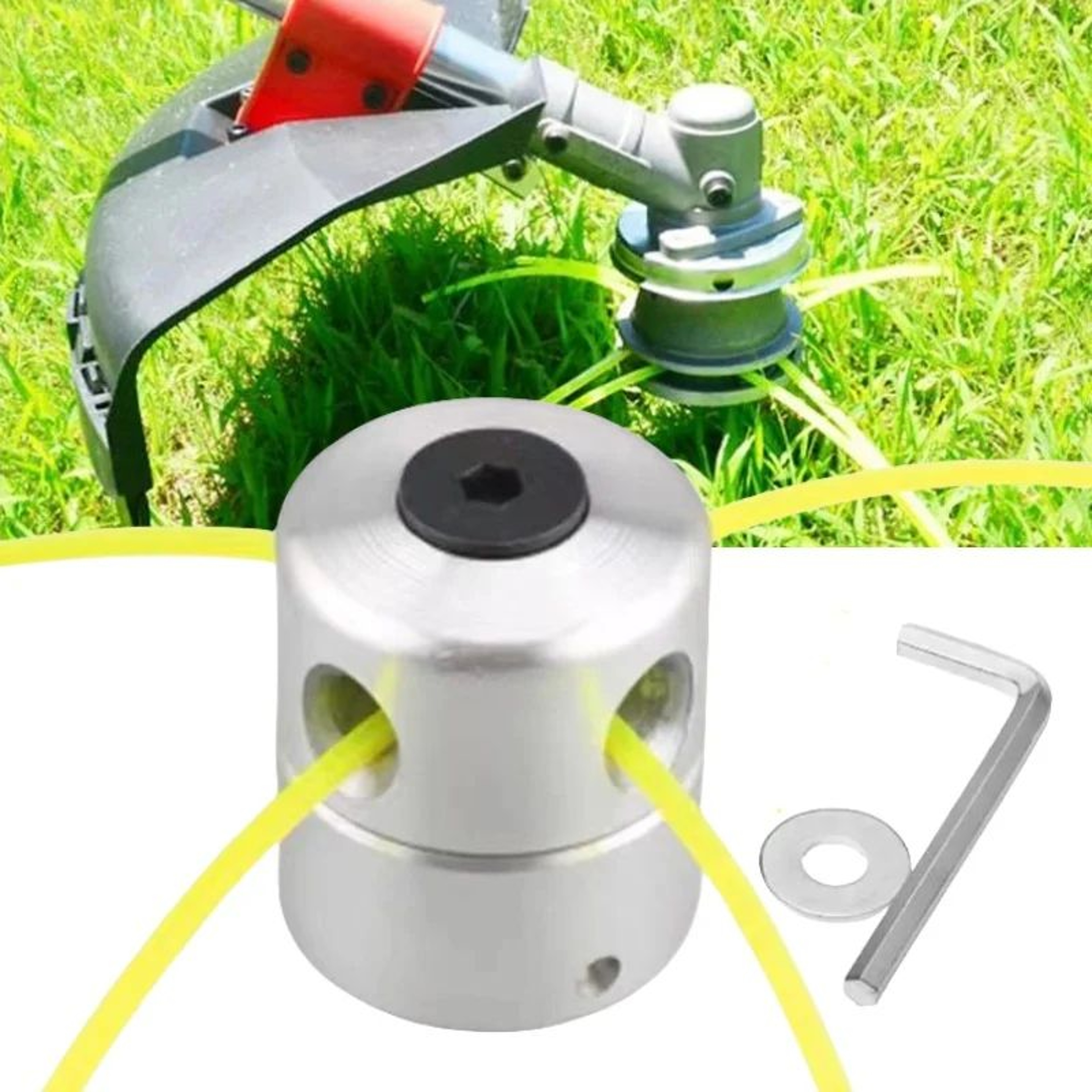 Aluminum 4Line Grass Trimmer Head  Heavy Duty Brush Cutter Cutting Line Head Replacement For Strimm 0