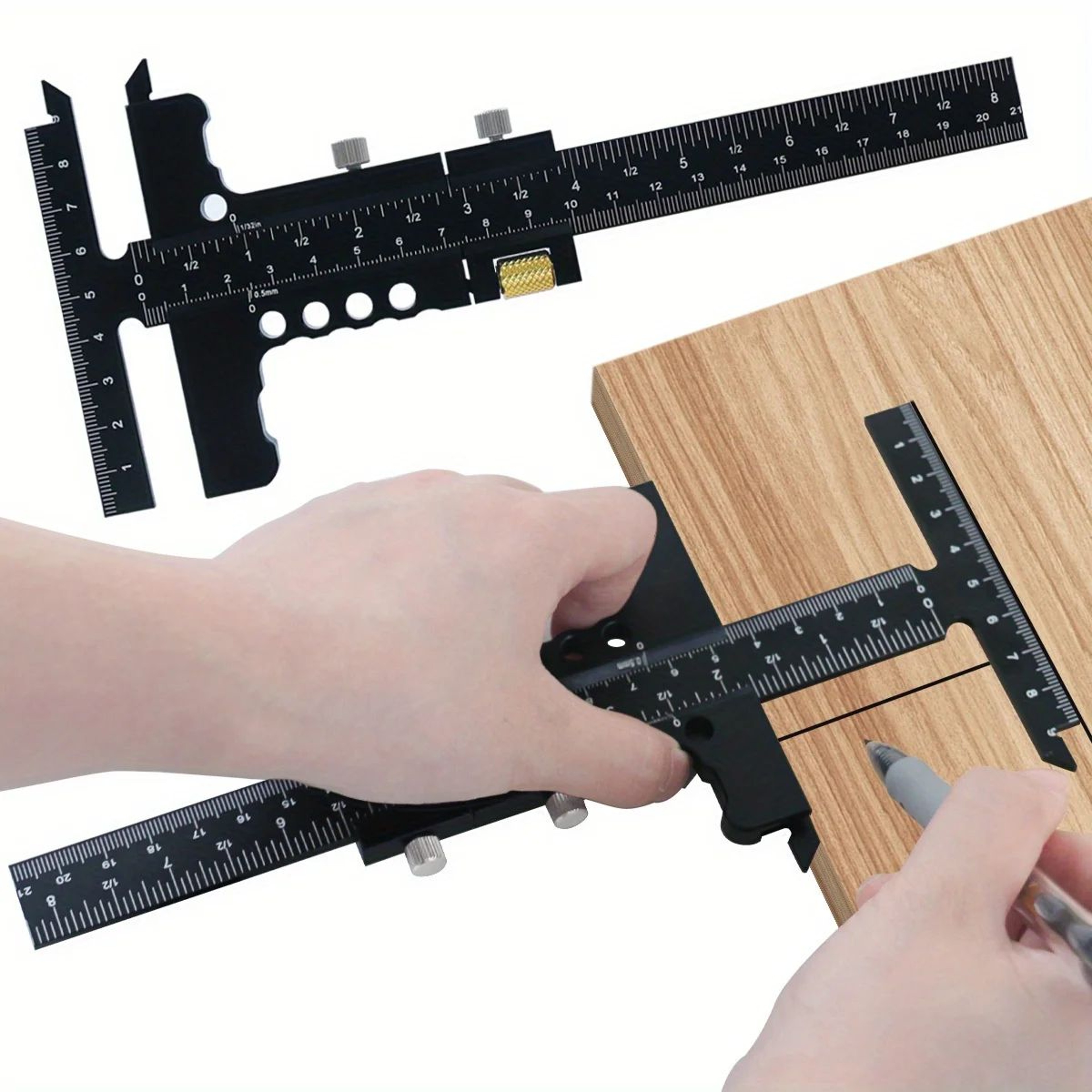 Woodworking Scriber Gauge TSquare Marking Tool  Aluminum Alloy Sliding Measuring Ruler For Framing  1