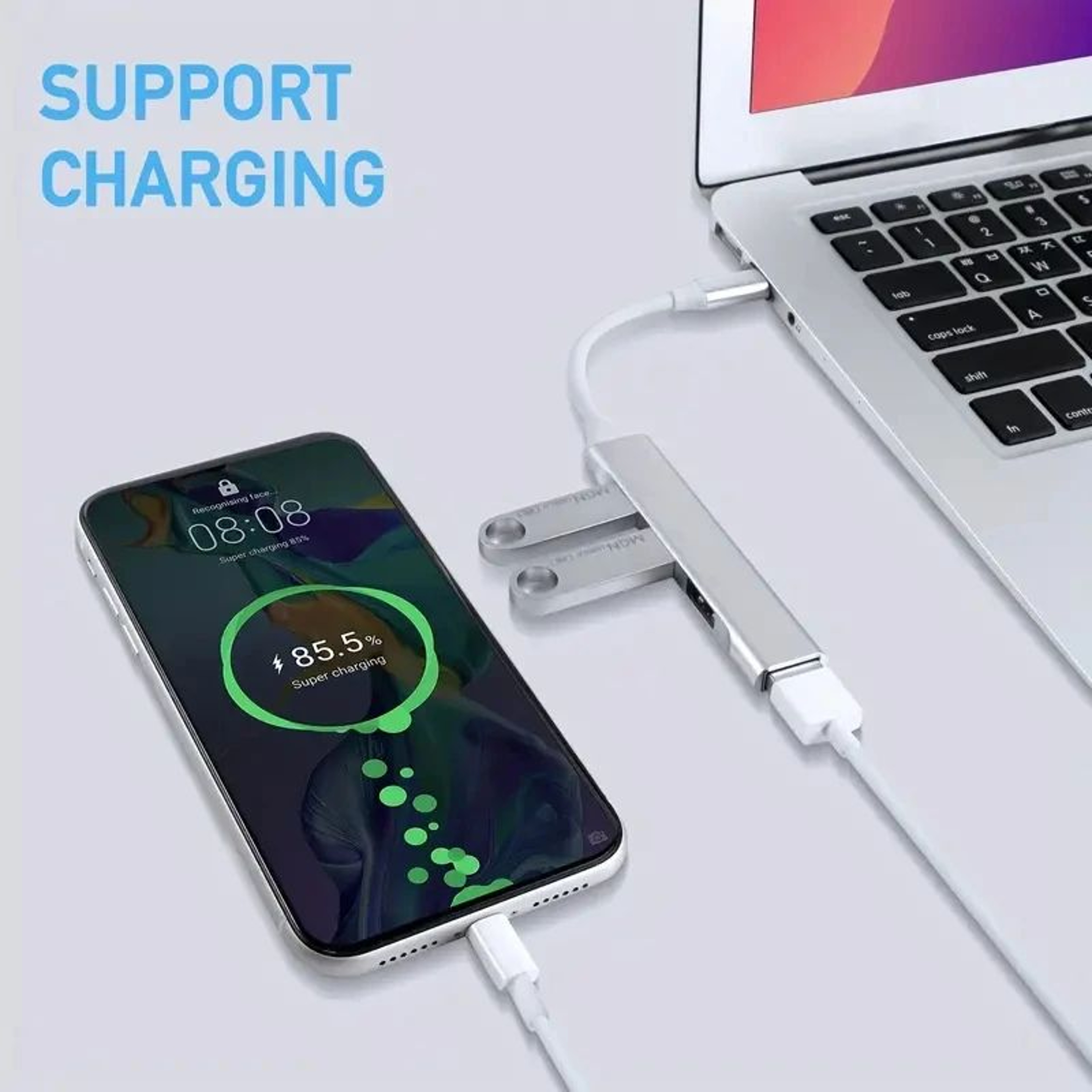 4Port USB Hub Splitter Dock  HighSpeed OnetoFour Expander For Mobile Phones  Computers MultiFunctio 2