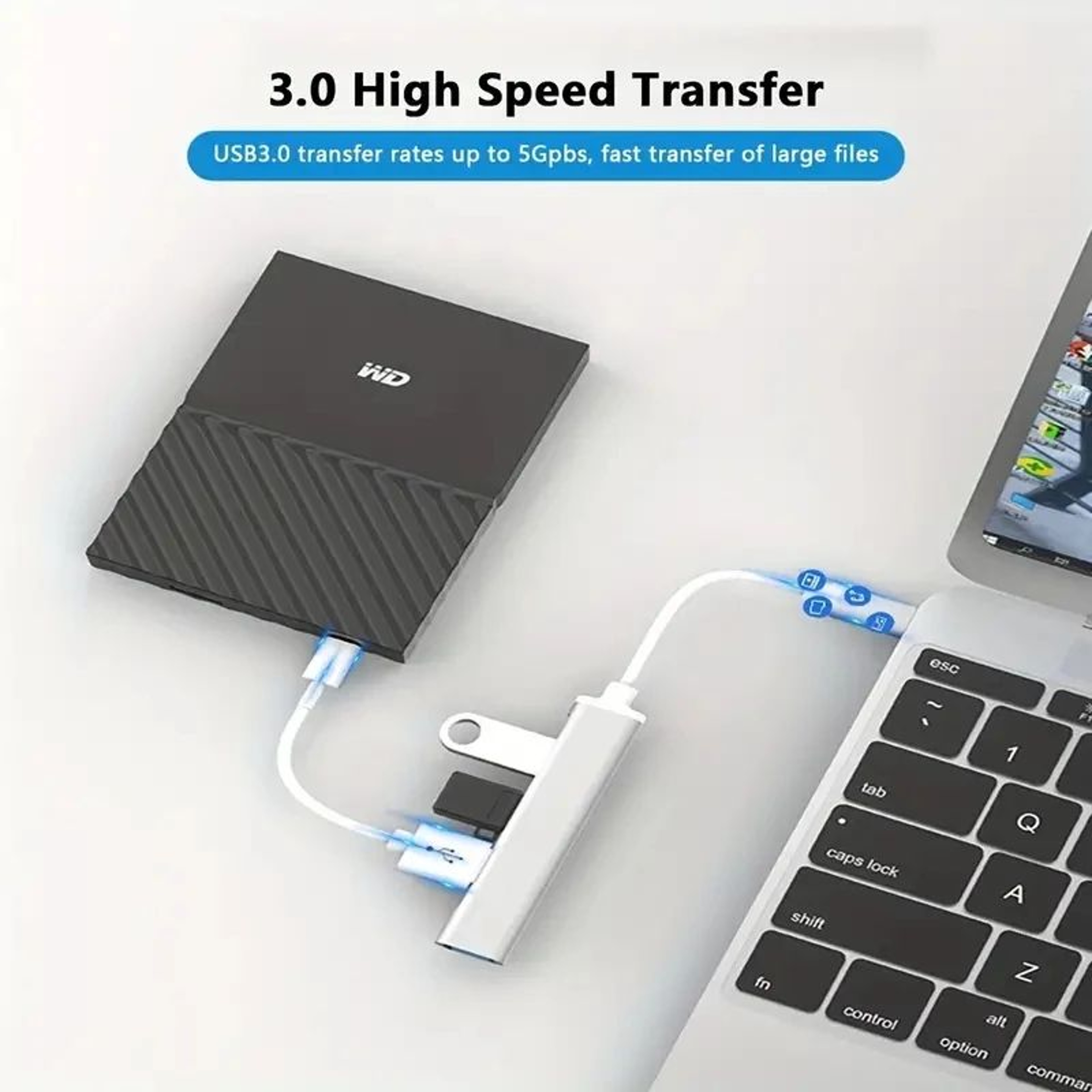 USB 30 4Port Hub OTG Dock  HighSpeed Splitter Extender Adapter For MacBook AirPro Phone PC  Laptop  2